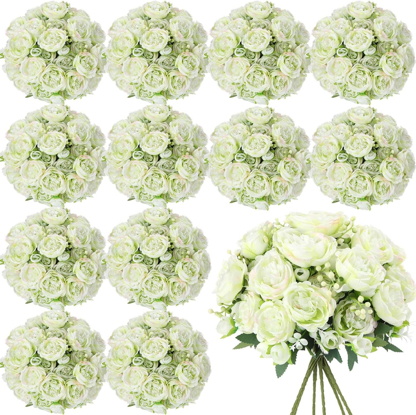 Geosar 16 Bundles Artificial Peonies Flowers for Decoration