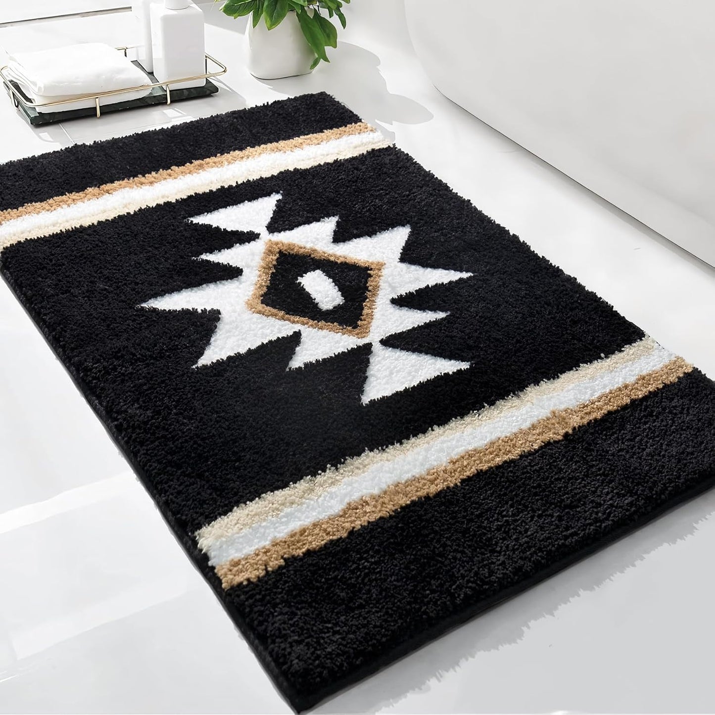 Boho Bathroom Rugs Non Slip Soft Absorbent Plush Floor Mat