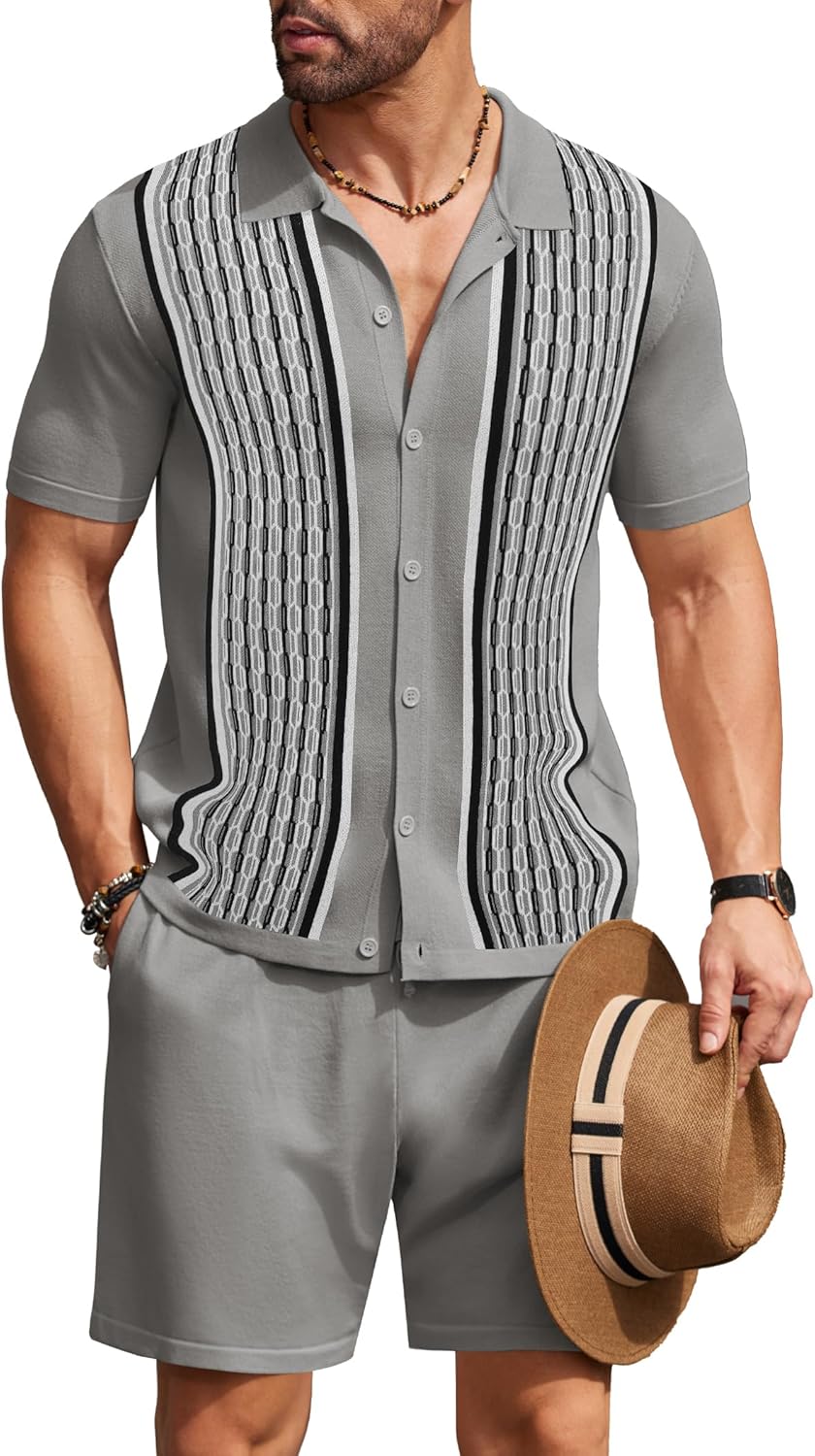 COOFANDY Men's Vintage 2 Piece Outfit for Casual Summer Style