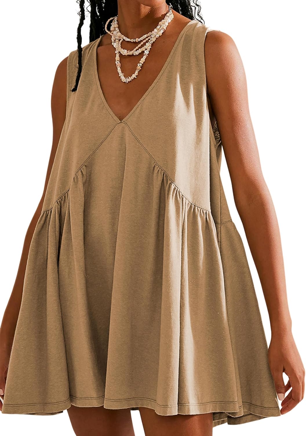 Sleeveless Mini Dress for Women with Pockets for Summer Fun