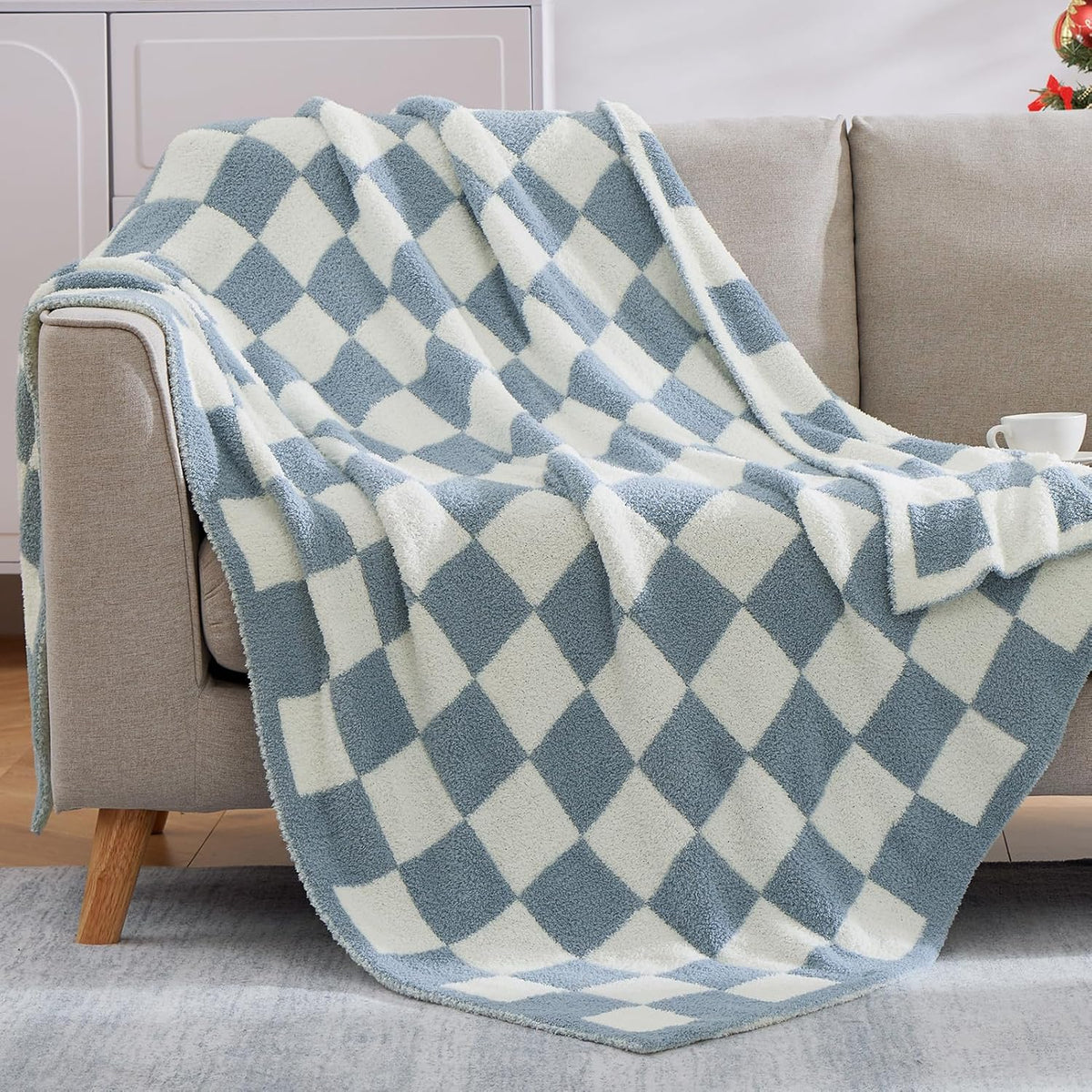 Checkered Throw Blanket - Cozy Warm Soft Fluffy for All Seasons
