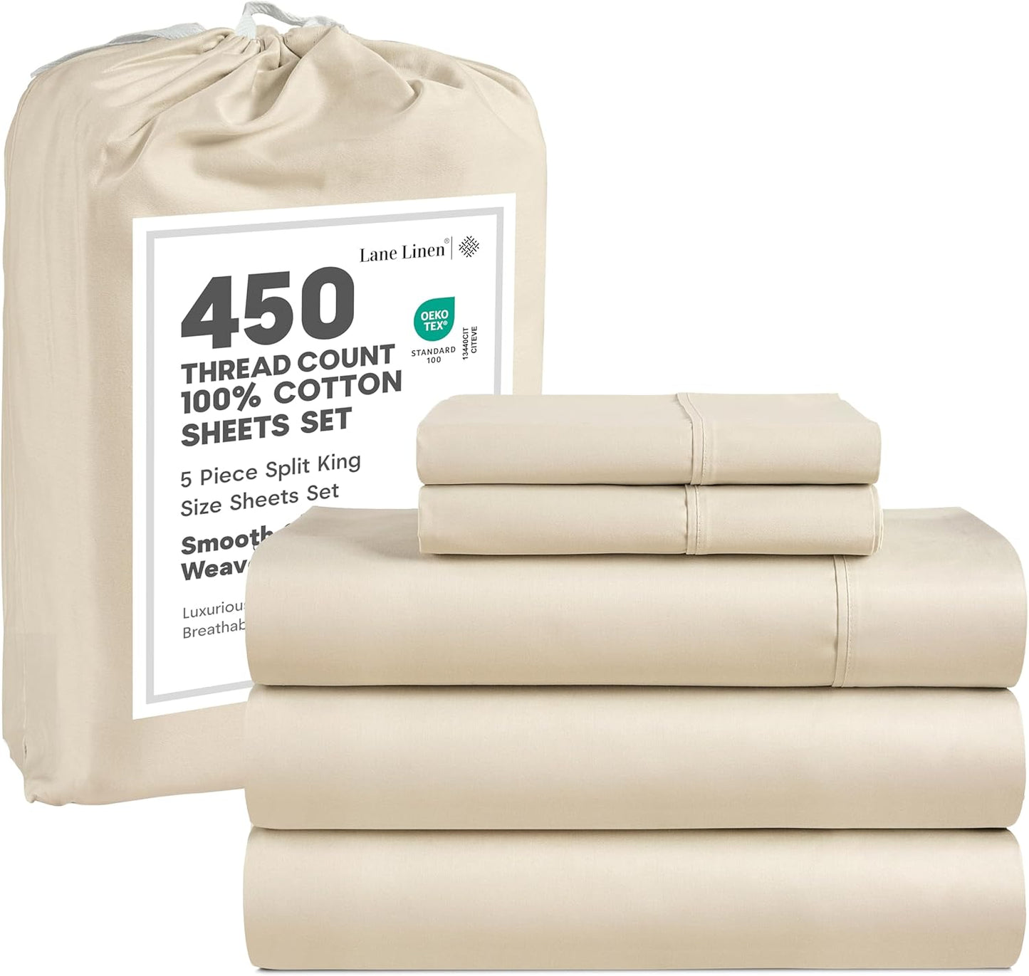 LANE LINEN Split King Bed Sheets for Adjustable Beds