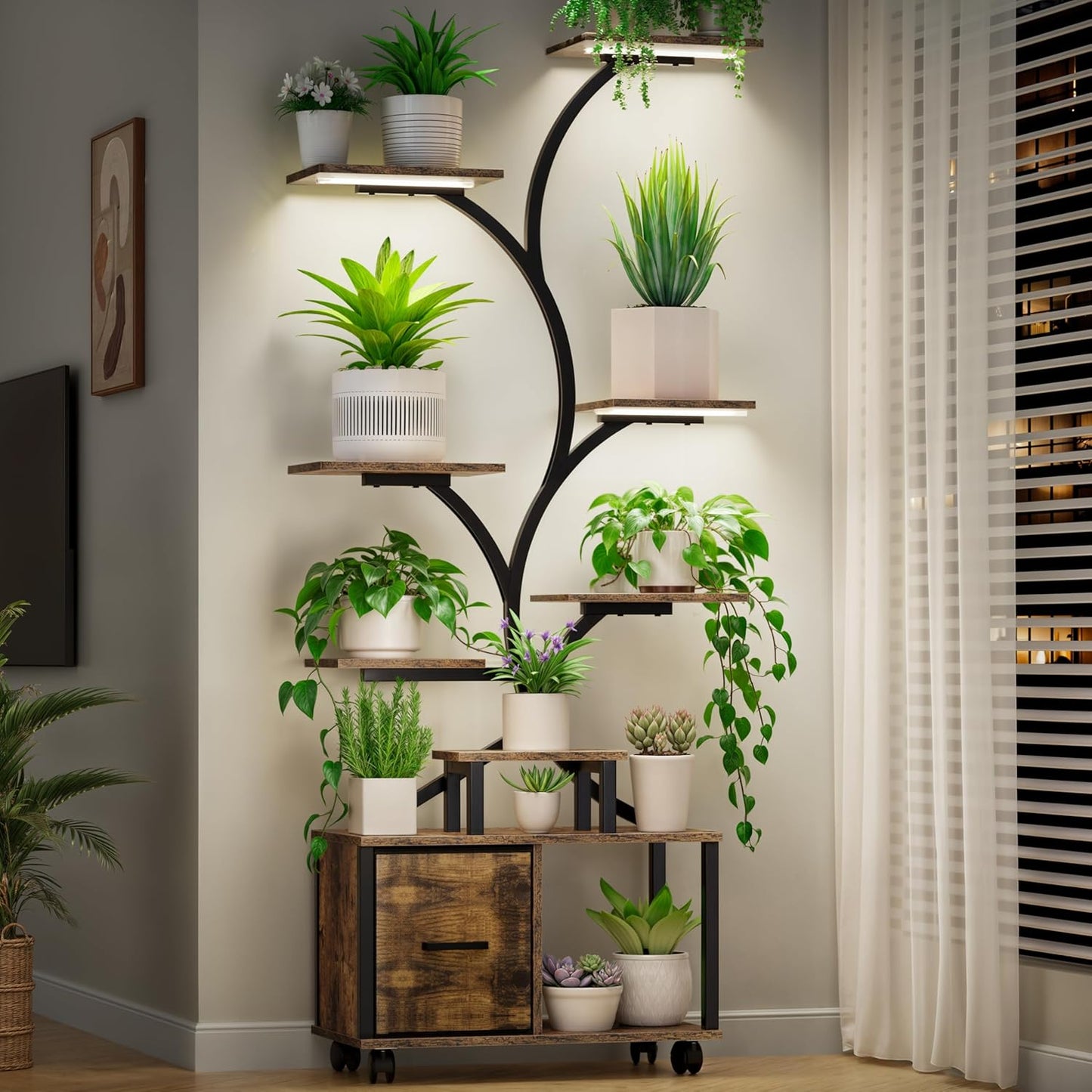 65 Inch Indoor Plant Stand with Grow Lights for Home Decor
