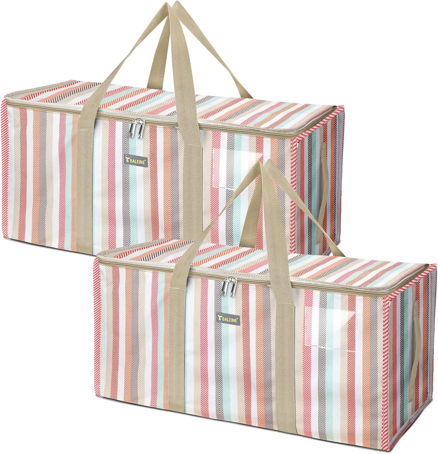 Extra Large Storage Tote with Zippers & Handles for Moving