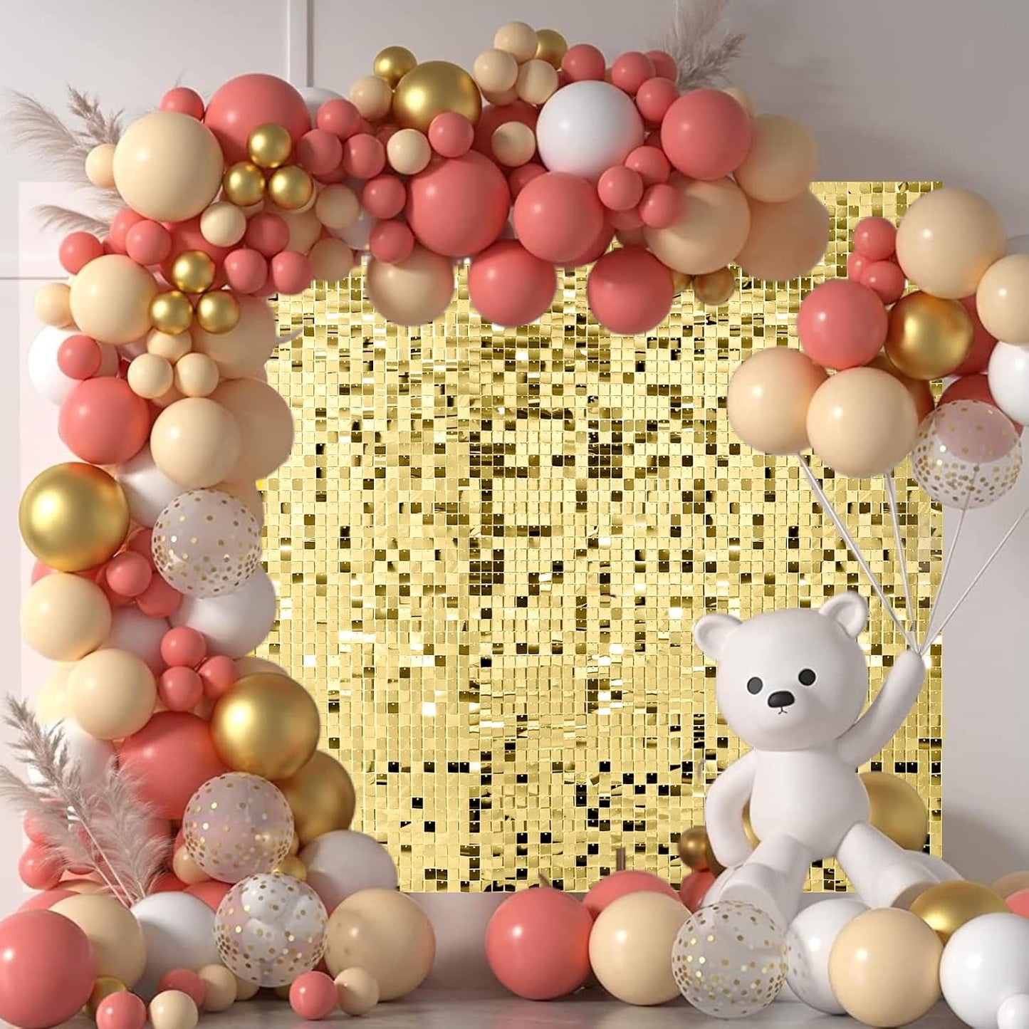 Light Gold Shimmer Wall Backdrop for Stunning Party Decor