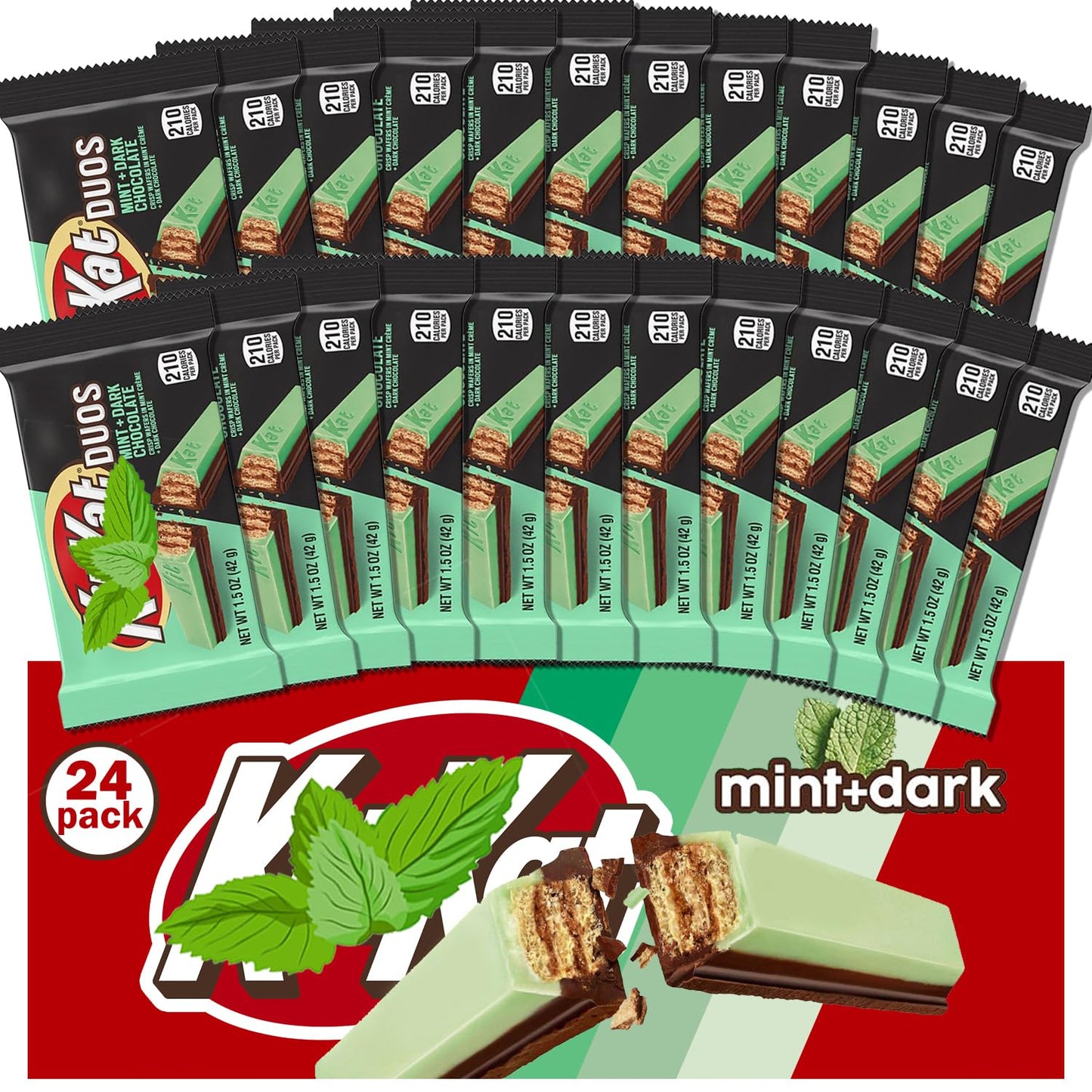 Kitt Kat Mint Dark Chocolate Bars - King Size 24 Pack Treats