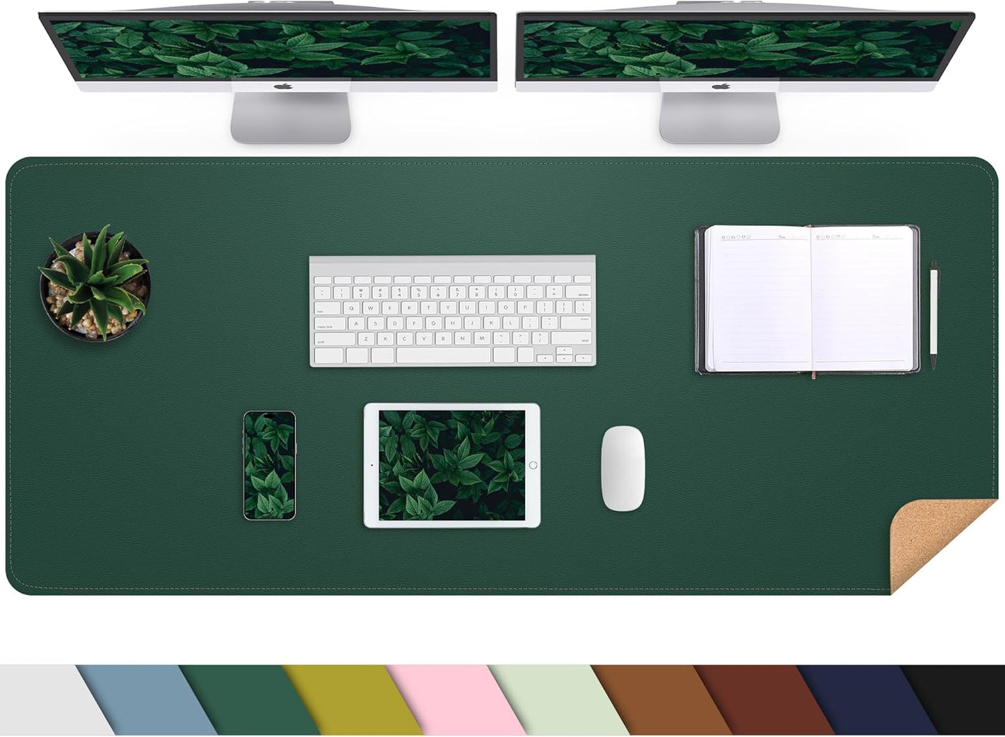 Waterproof Dark Green Desk Pad - Luxe Protection