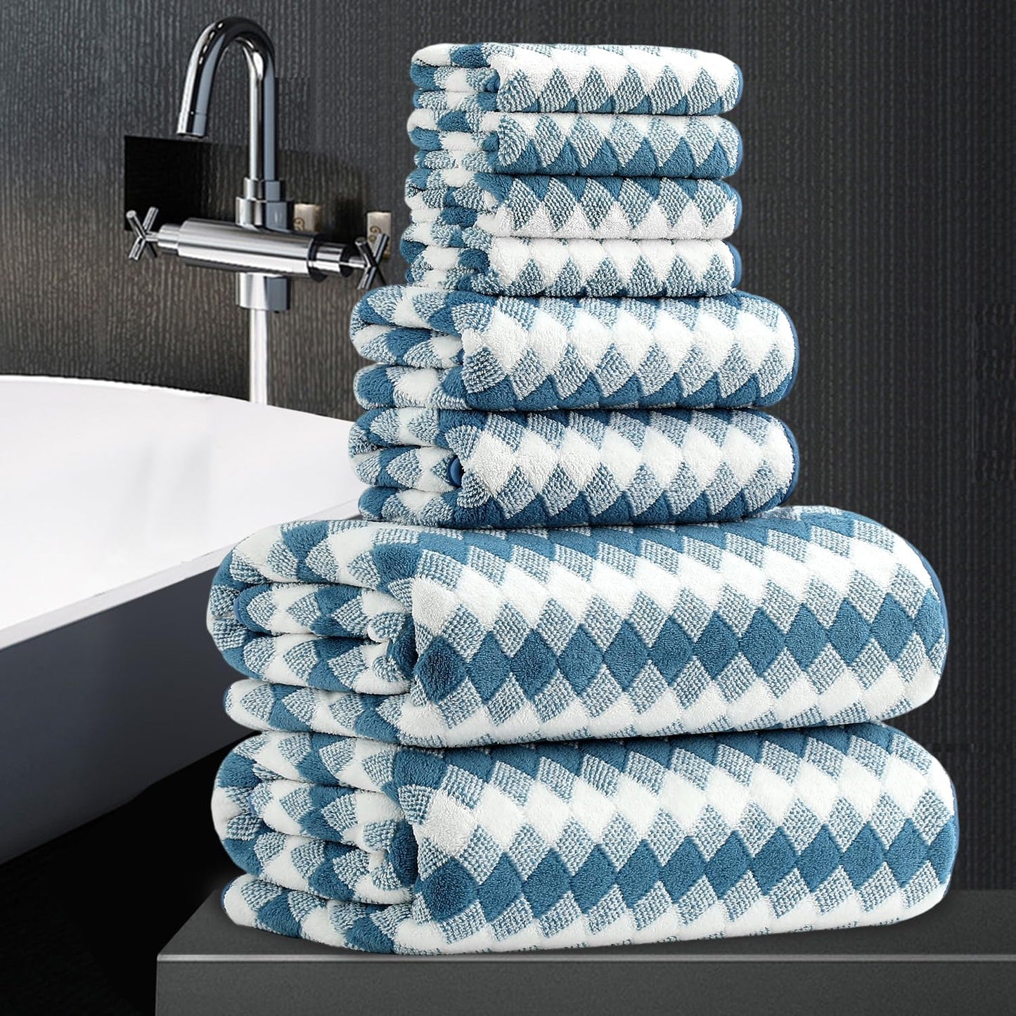 8 Piece Soft Microfiber Towel Set for Home and Spa 600GSM