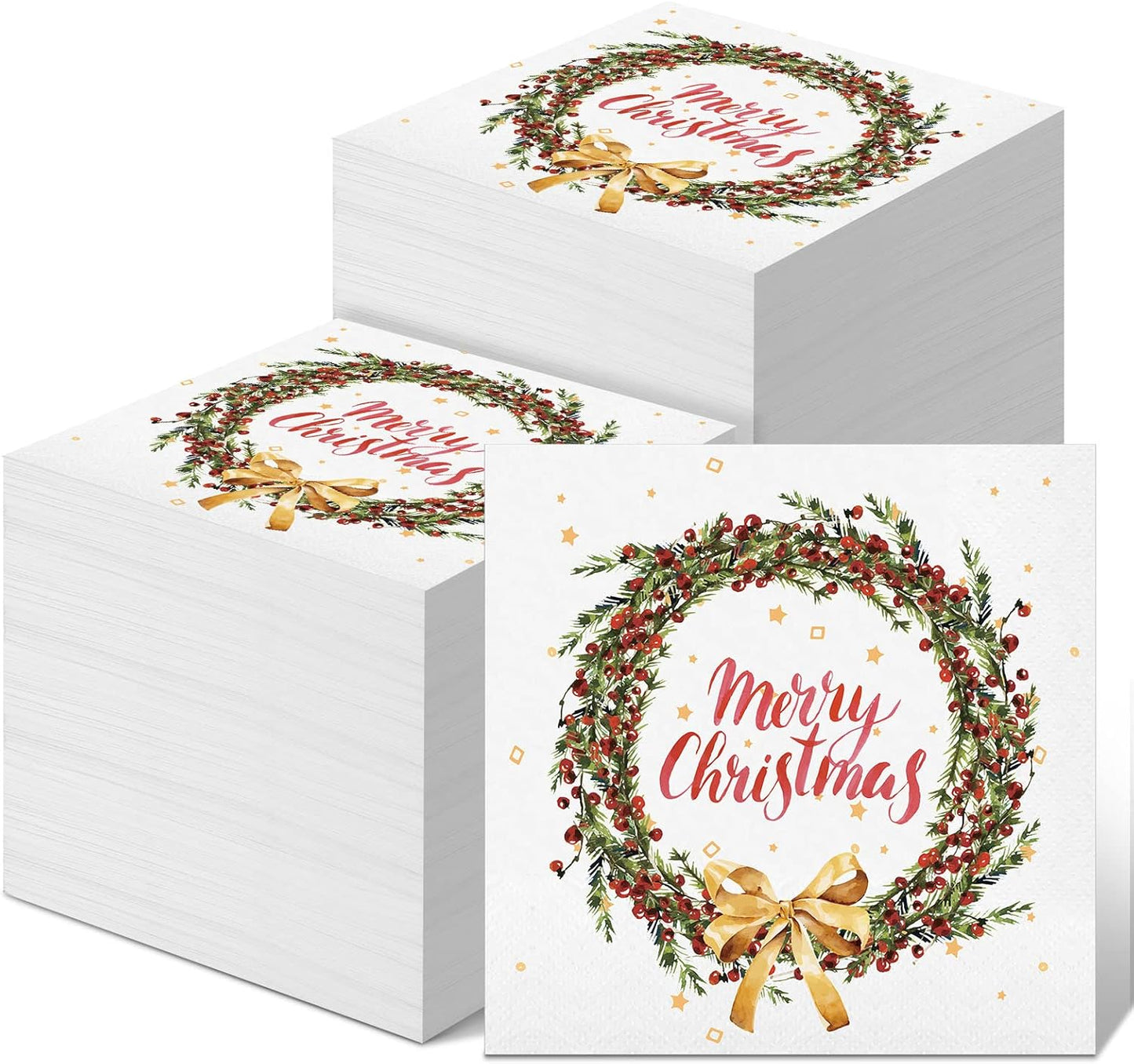 Christmas Rustic Cocktail Napkins - Wreath Style