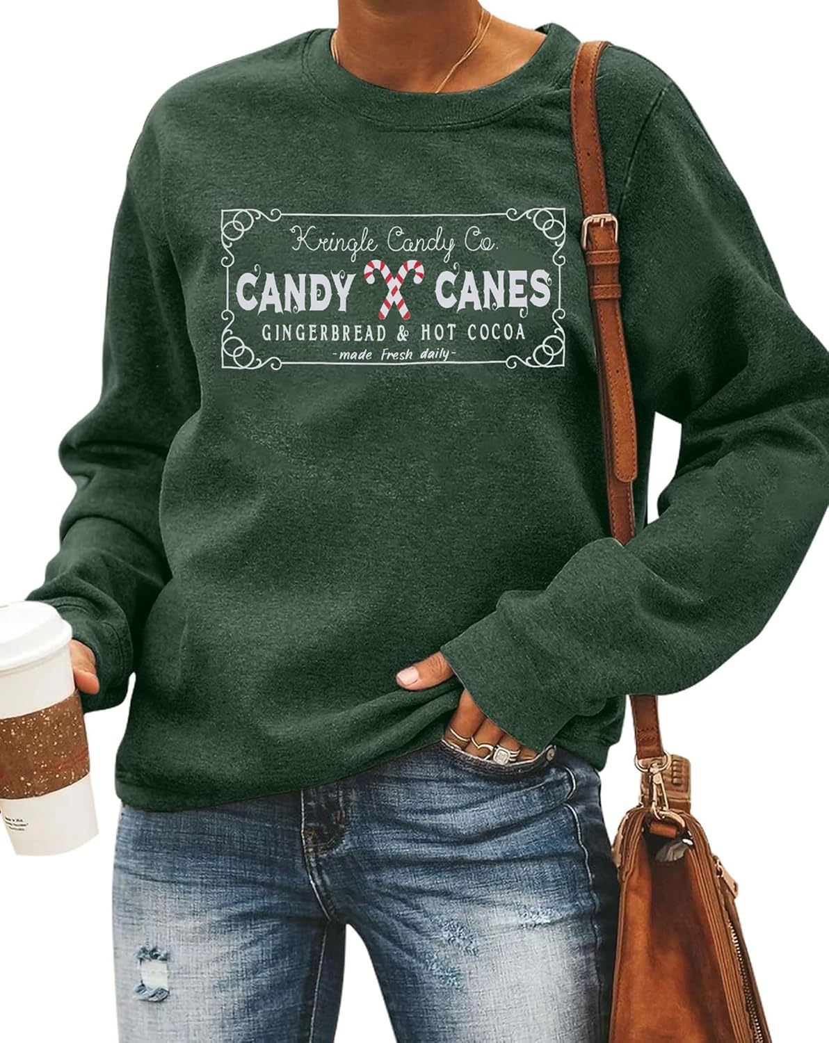 Candy Cane Graphic Christmas Sweatshirt by FASHGL