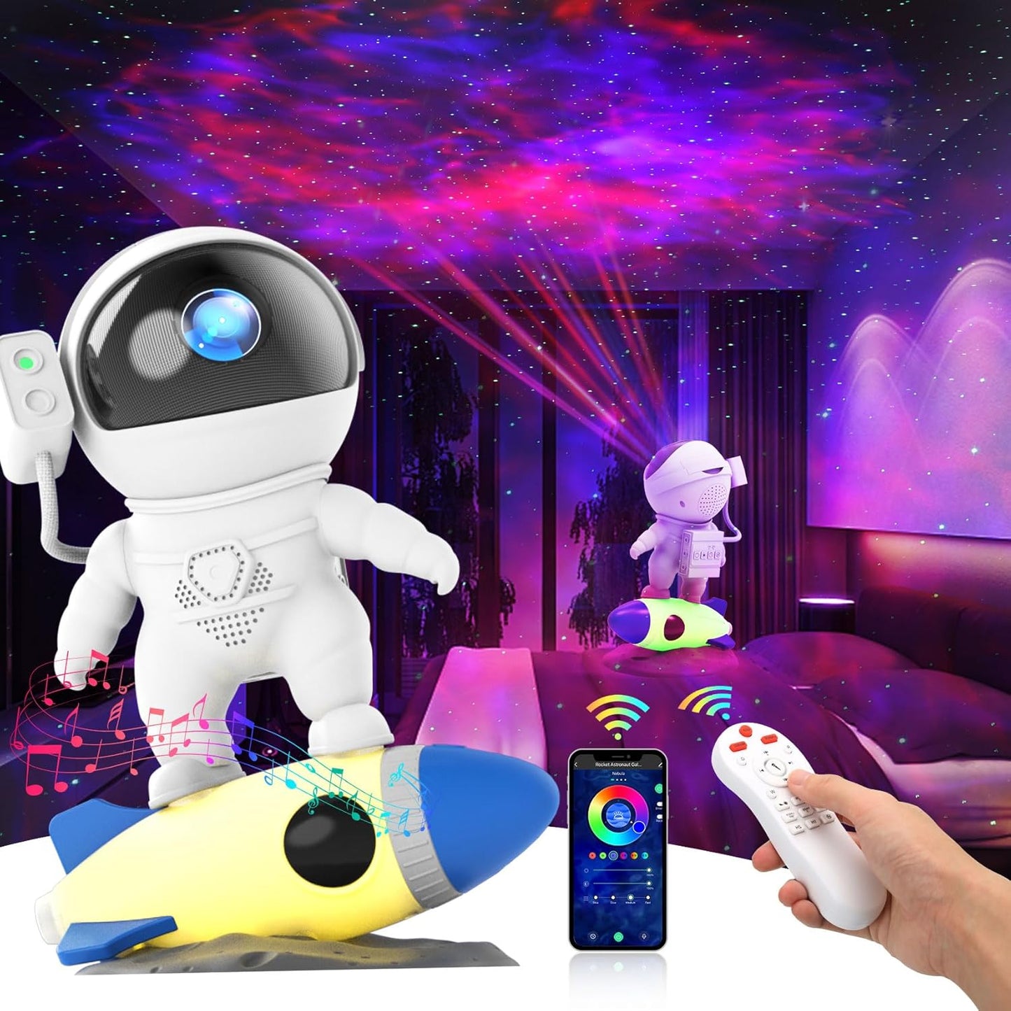 Galaxy Star Projector: Remote, Timer, White Noise, Kids Decor