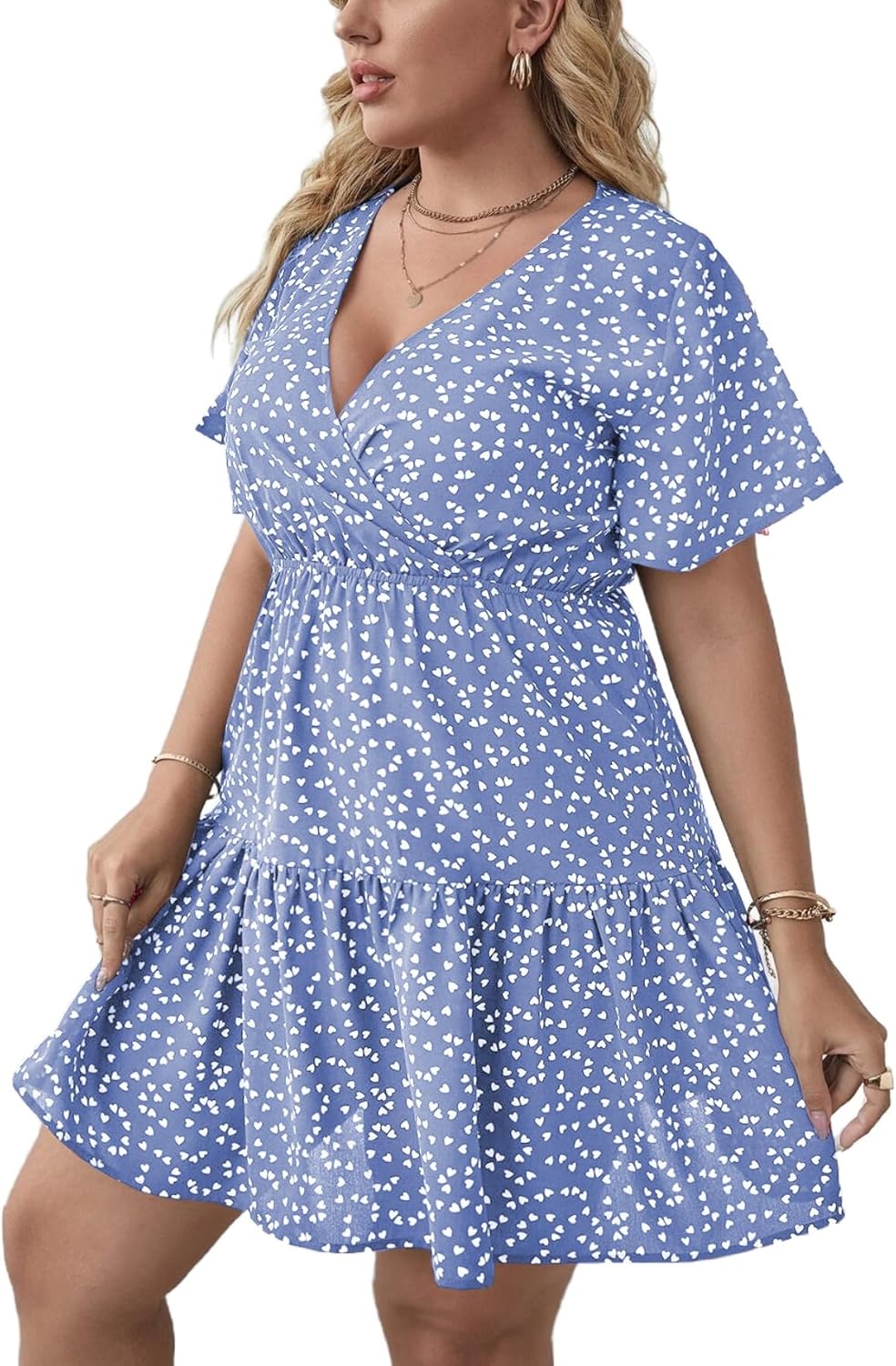 Floerns Women's Plus Size Wrap V Neck Short Sleeve Dress Review