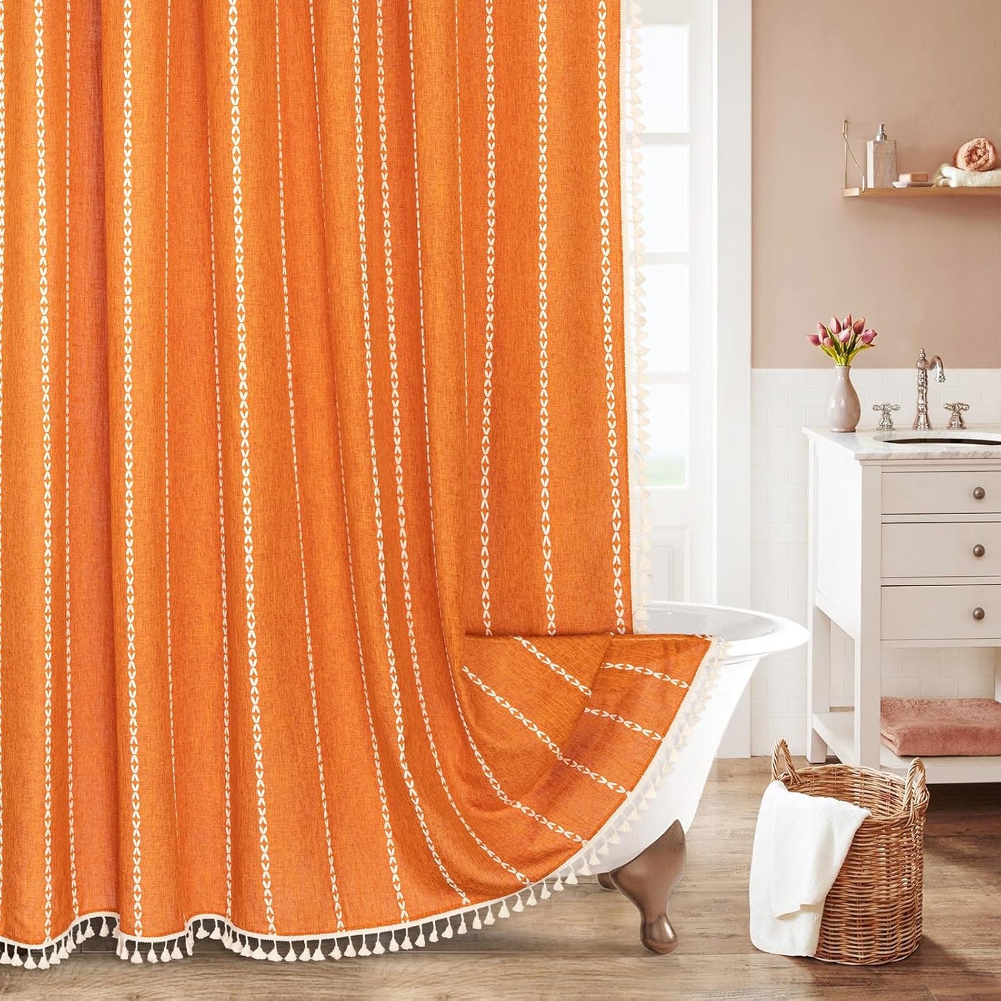MitoVilla Boho Extra Long Shower Curtain for Vintage Decor