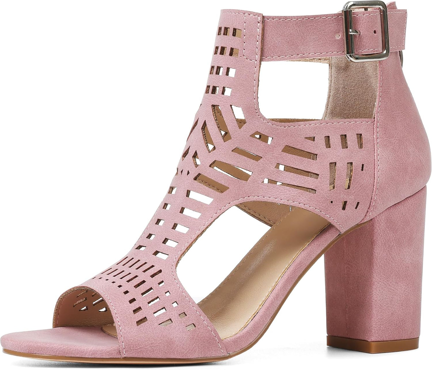 Chunky Heeled Sandals for Women - Bohemian Cutout Style
