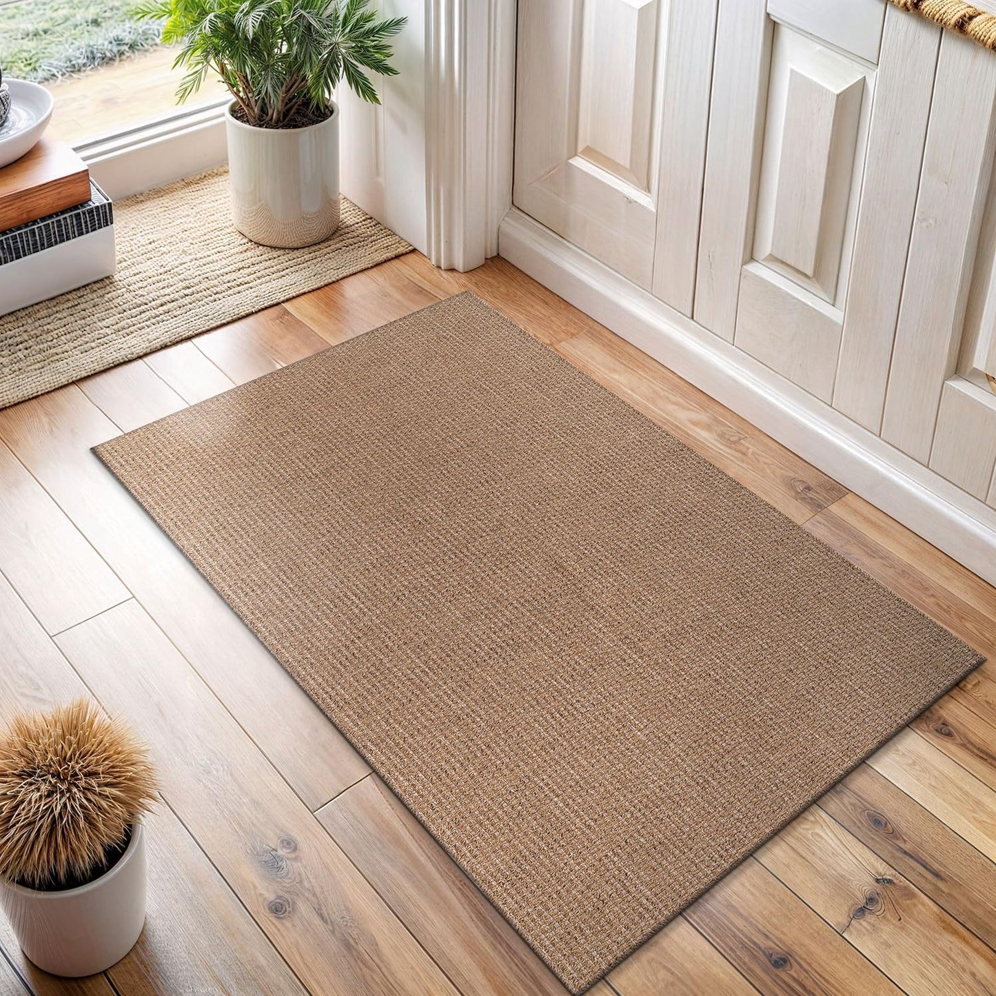 Easy Jute Door Mat 2x3 Natural Rug for Indoor and Outdoor Use