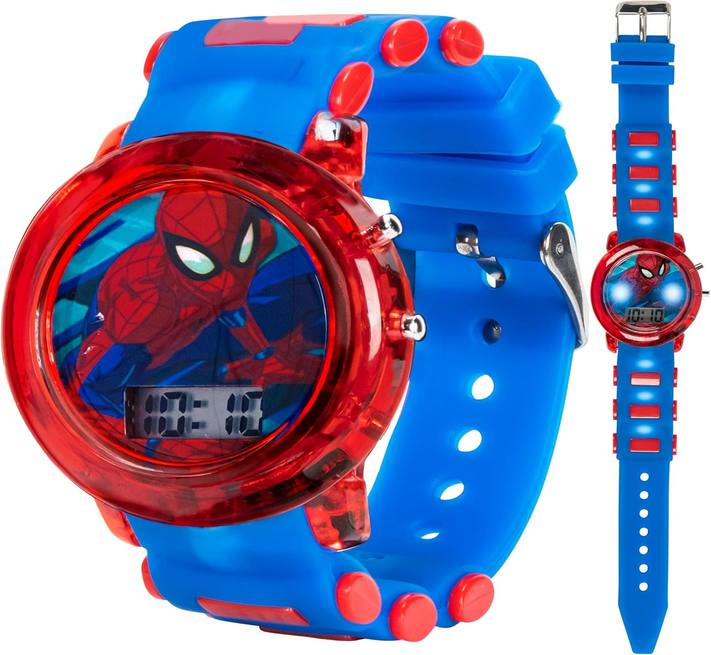 Flashy Spider-Man Kids LCD Watch | LED Bullet Band, Digital Display, Durable Design | Accutime Watch Corp.