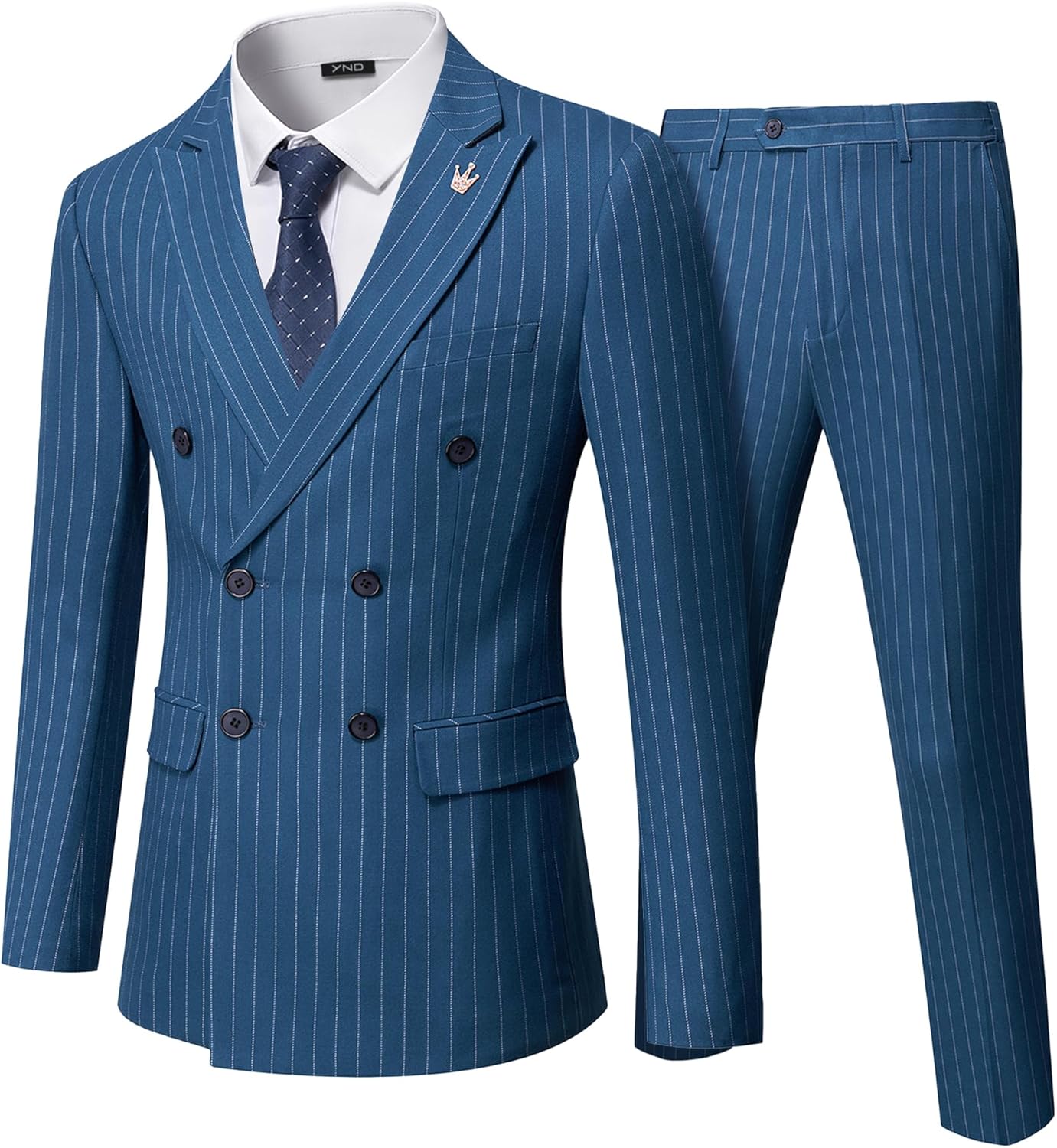 YND Men's 2 Piece Double-Breasted Suit for Stylish Occasions