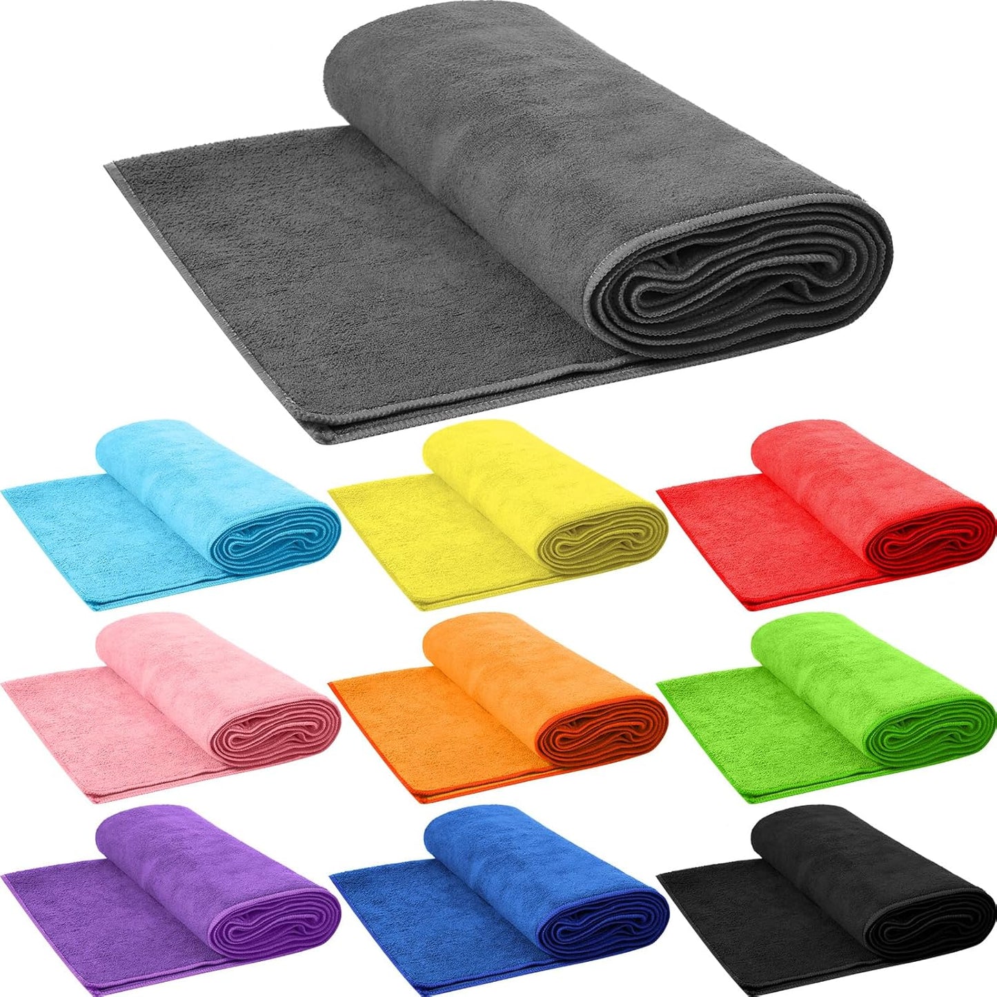 Non Slip Yoga Towel Set - 10 Pcs, Absorbent Microfiber, Pilates Essential