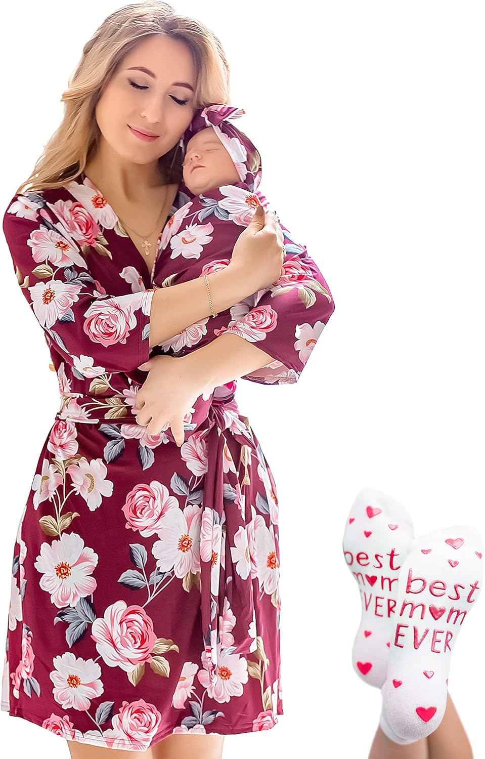 ECO BABY Mommy and Me Robe and Swaddle Set for New Moms