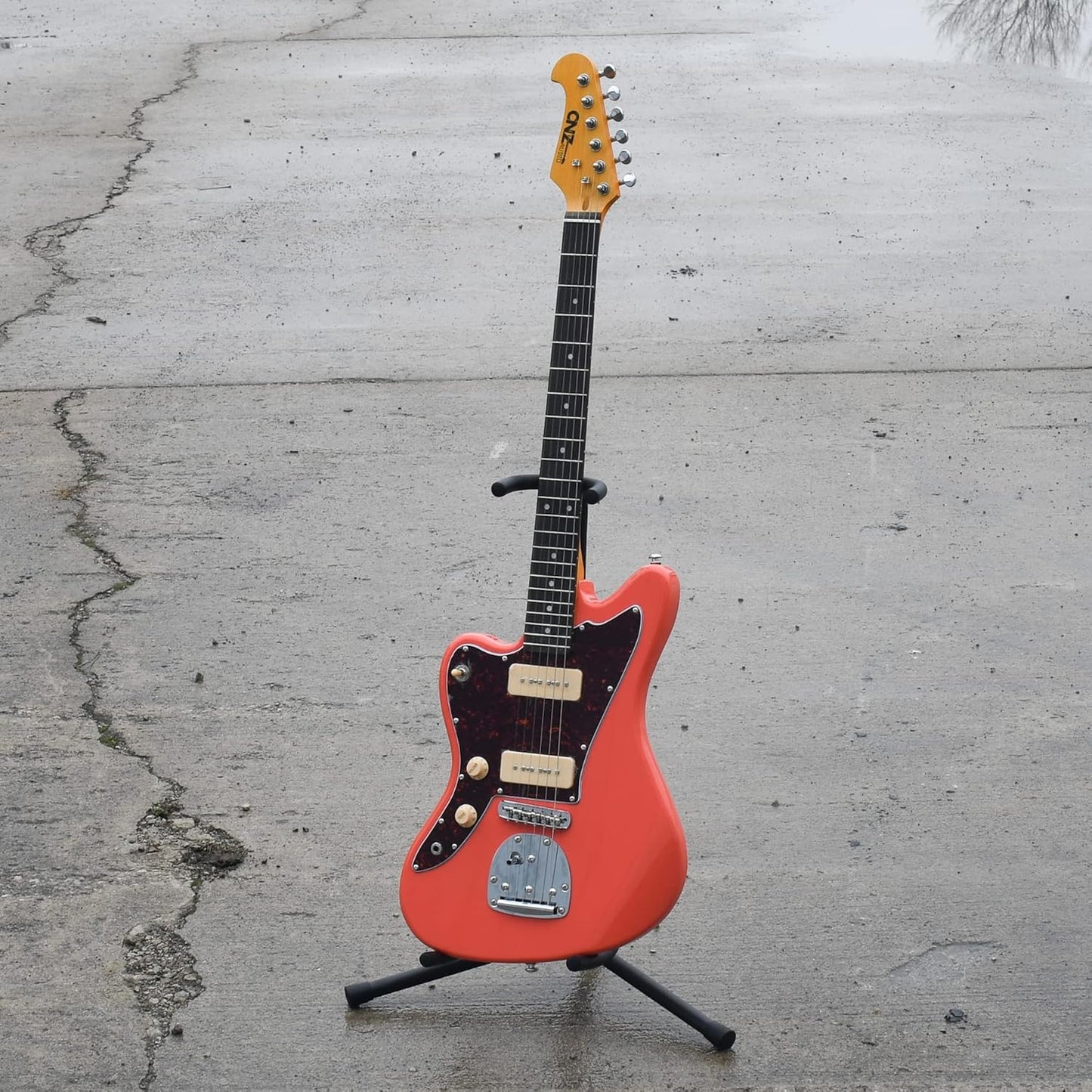 JM Left-Handed Electric Guitar in Coral - CNZ Audio