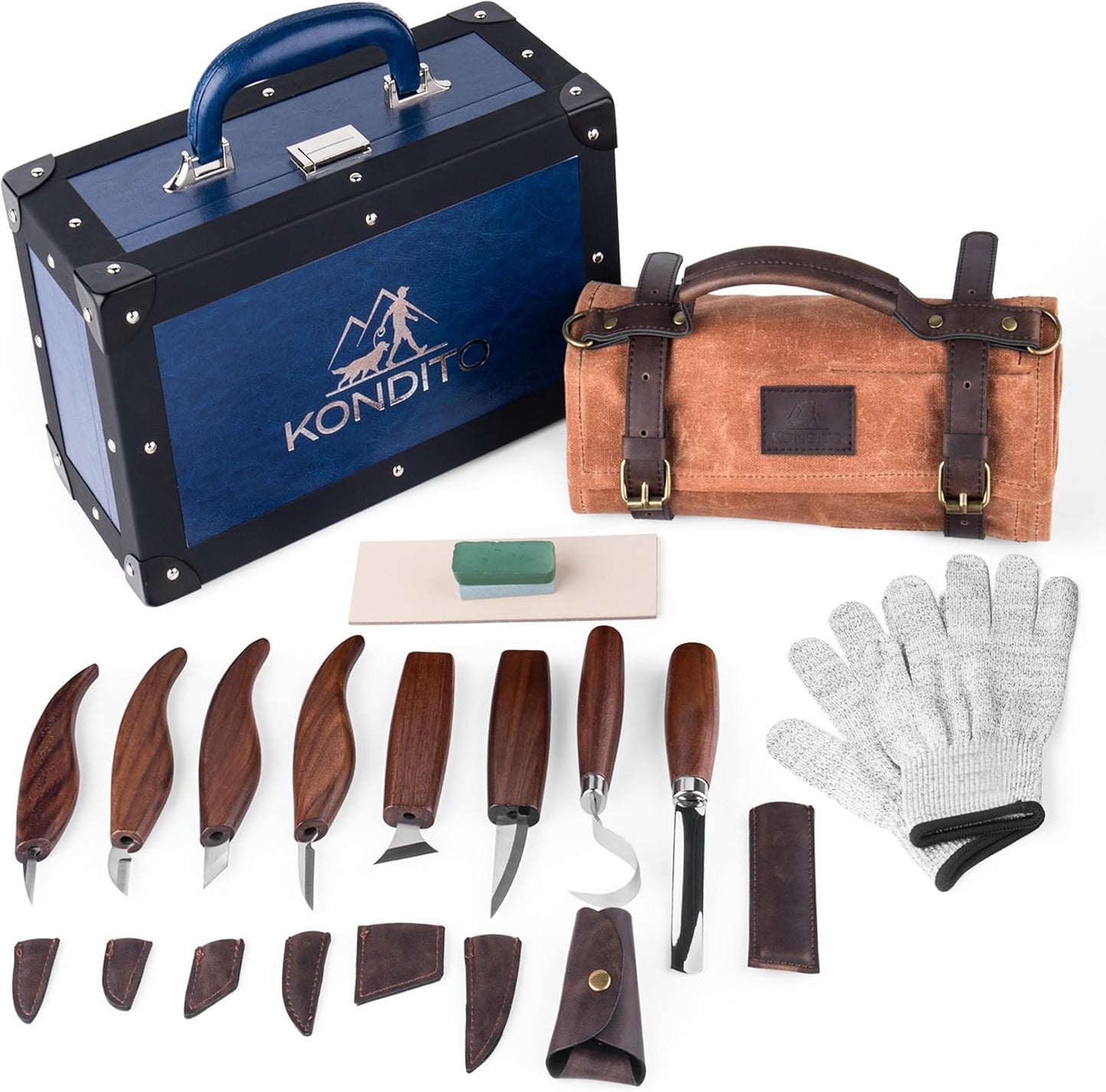 KONDITO Complete Wood Carving Kit with Precision Tools and Case