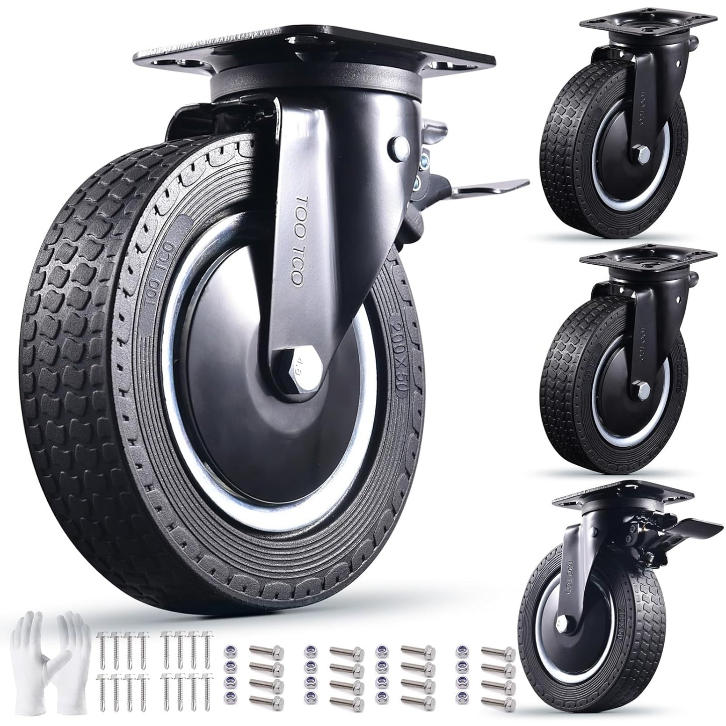 Heavy Duty 8 Inch Caster Wheels Set for Industrial Use