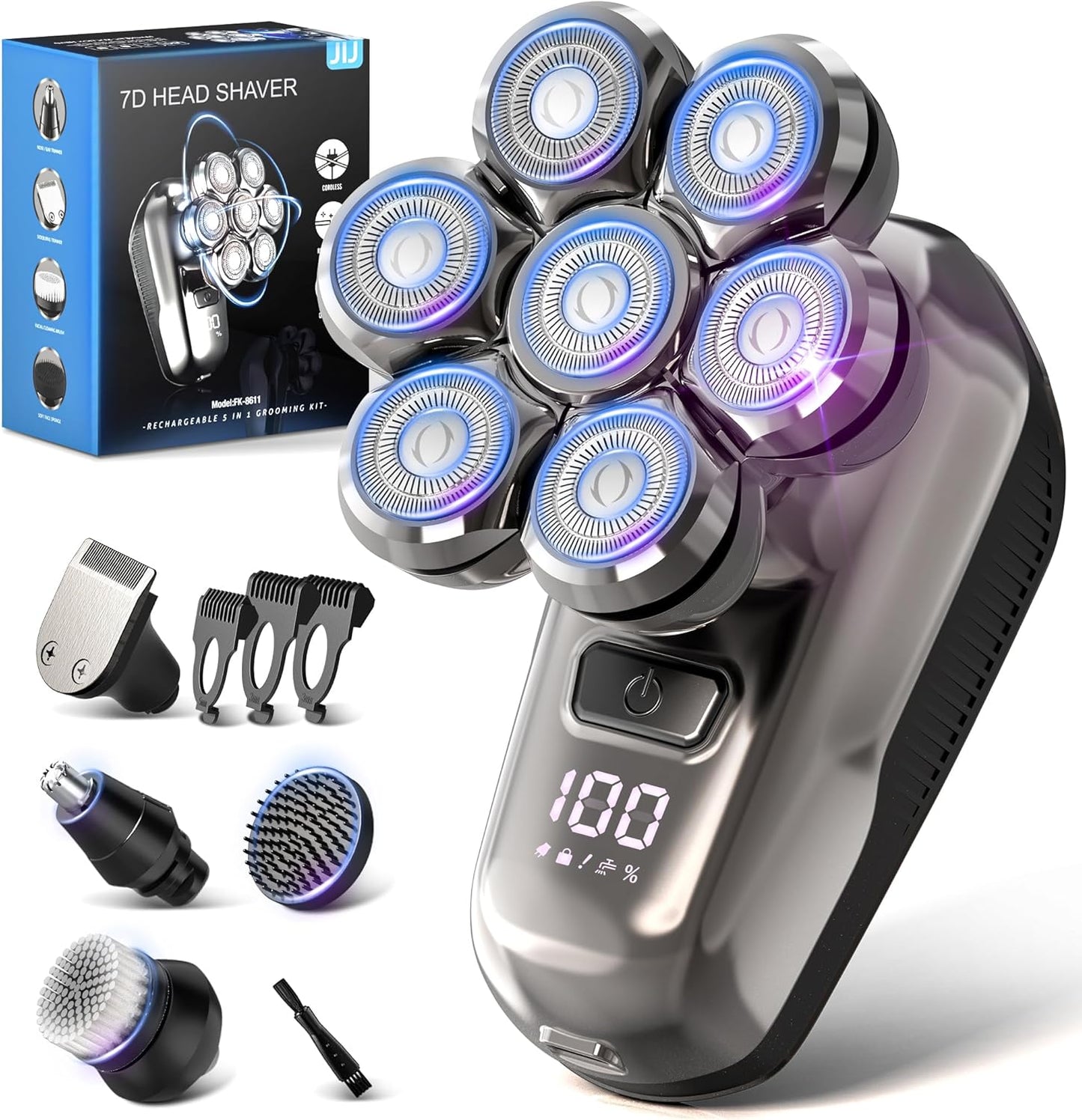 JIJ Head Shavers for Bald Men - 5-in-1 Electric Grooming Kit