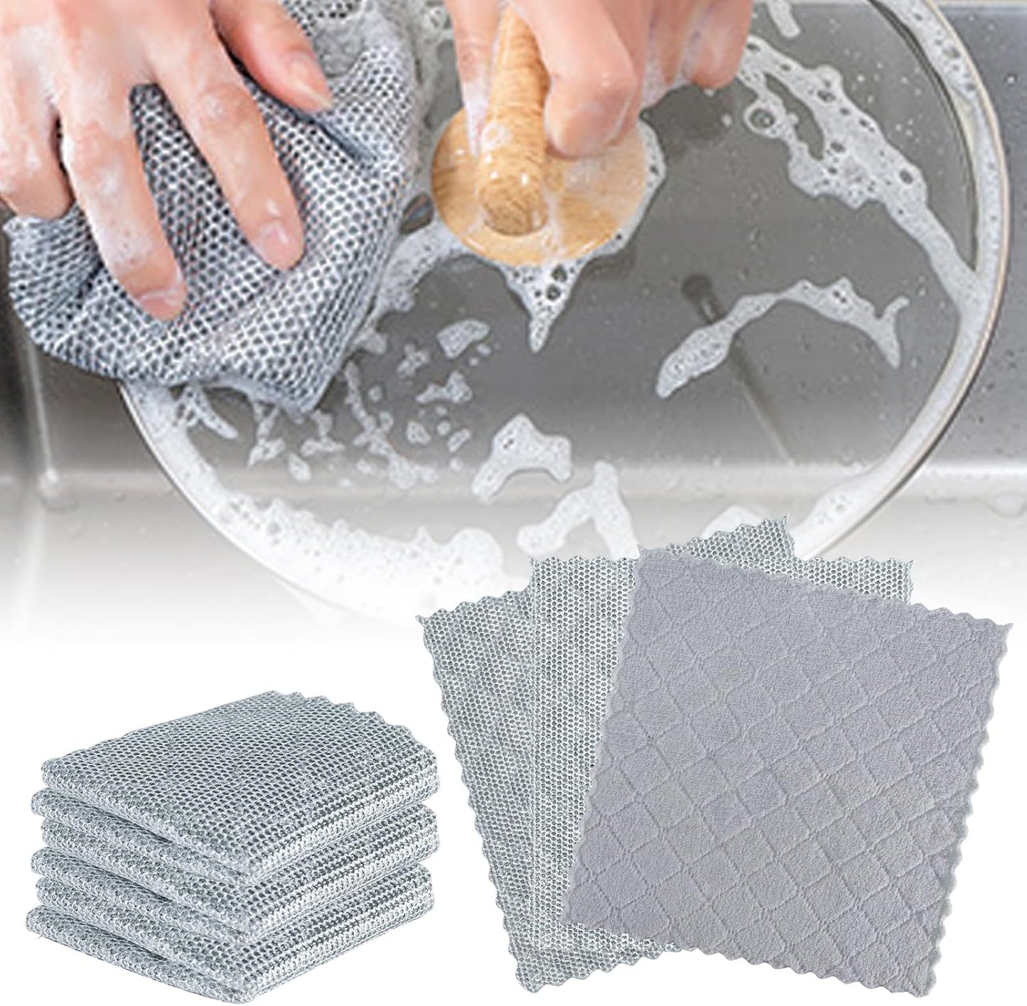 3-in-1 Non-Scratch Dishwashing Rags Set