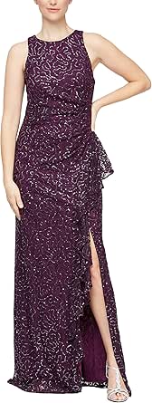 Elegant Long Sleeveless Cascade Ruffle Detail Dress for Women