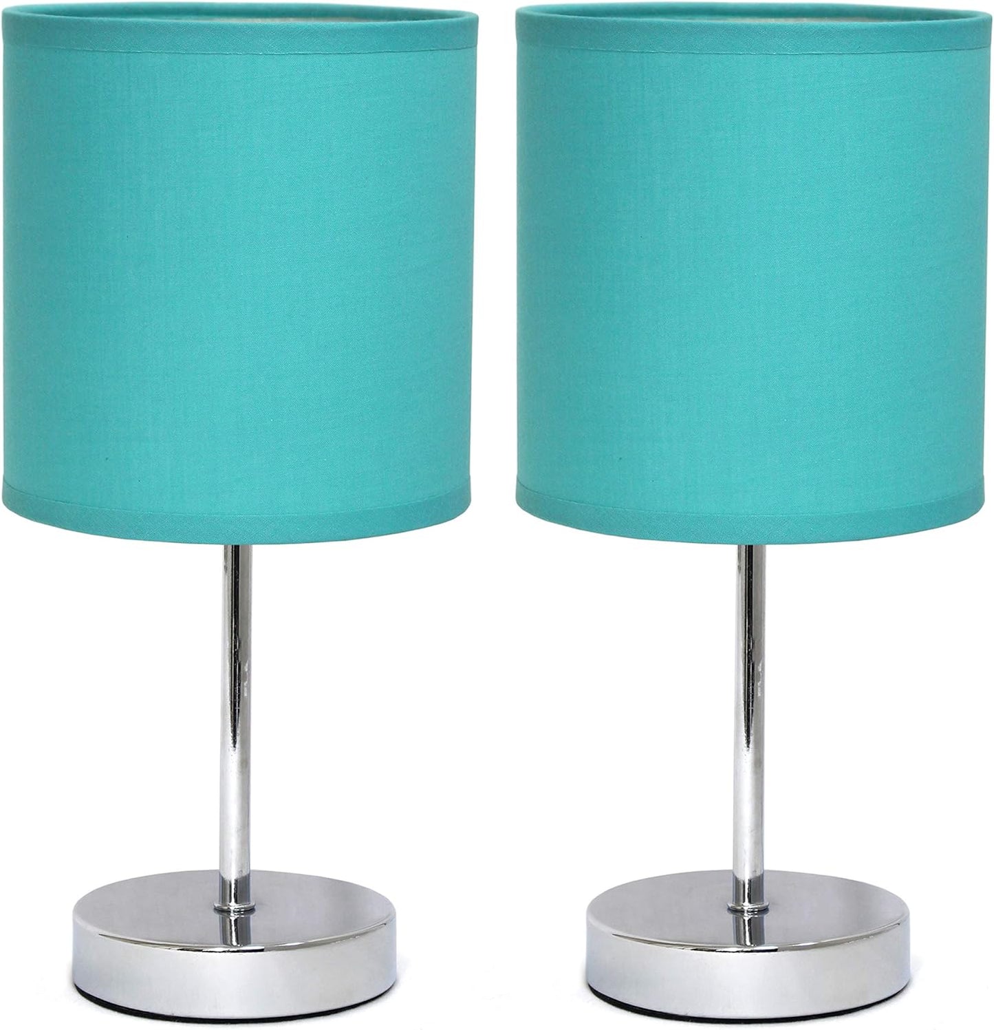 Mini Chrome Table Lamp Set with Fabric Shades for Any Room