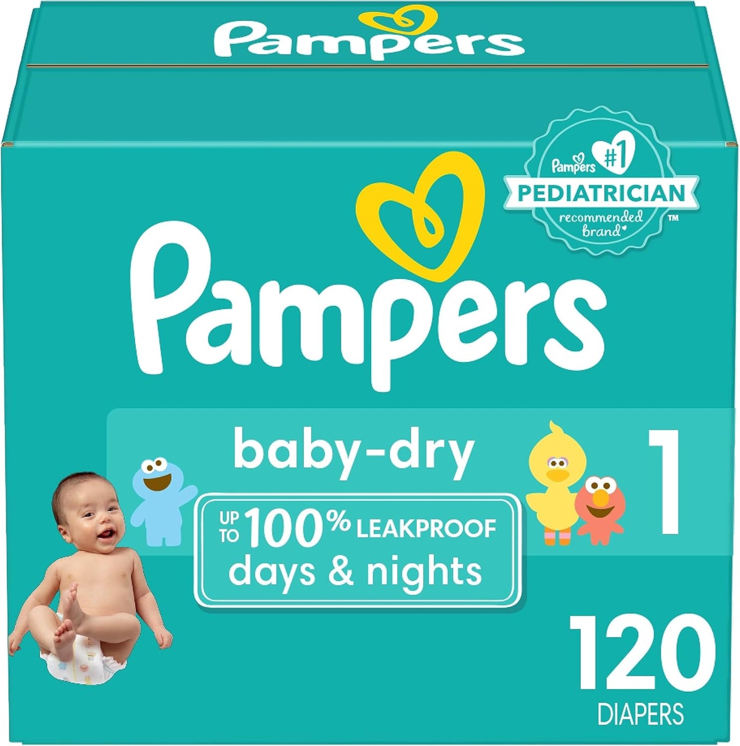 Pampers Size 1 Diapers - 120 Count, 12 Hours Dryness