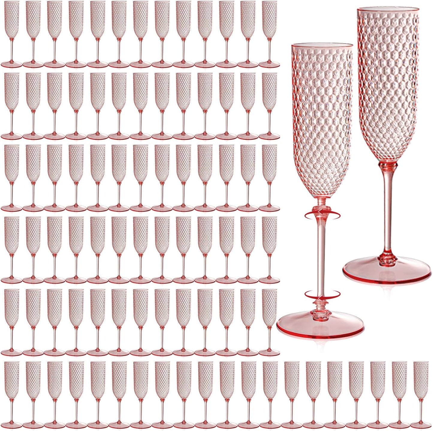 24 Pack Pink Detachable Champagne Flutes for Every Occasion