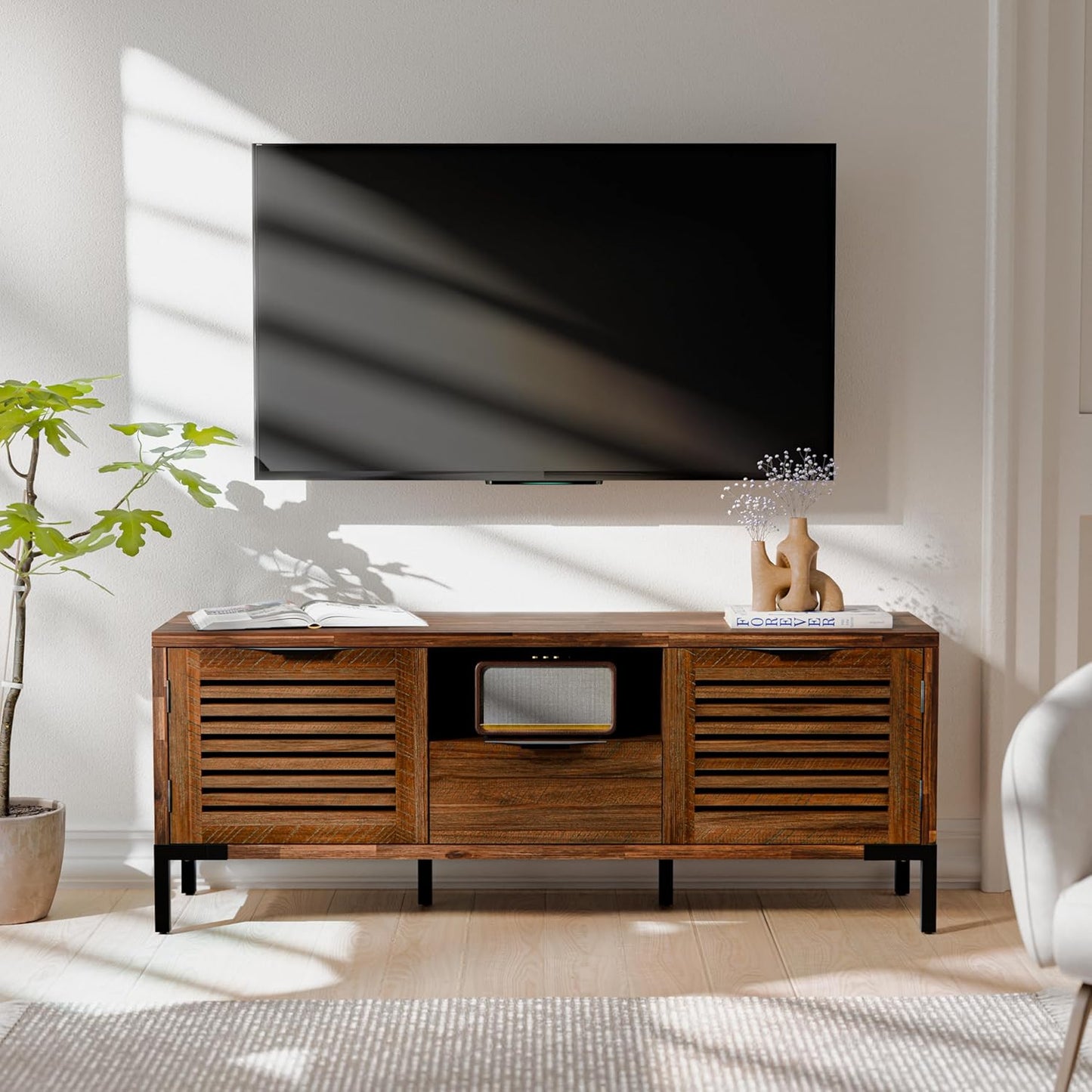 Rustic Charm TV Stand: Bme Solid Wood, 65 TVs