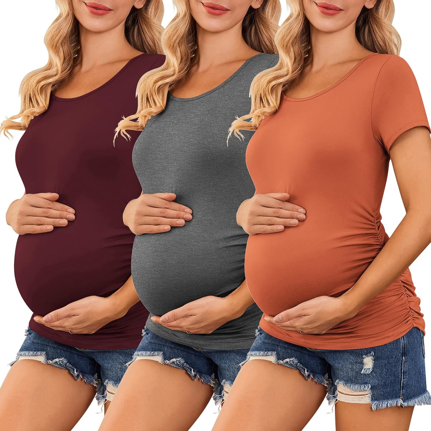 Ekouaer Womens Maternity Shirts for Comfortable Pregnancy Wear