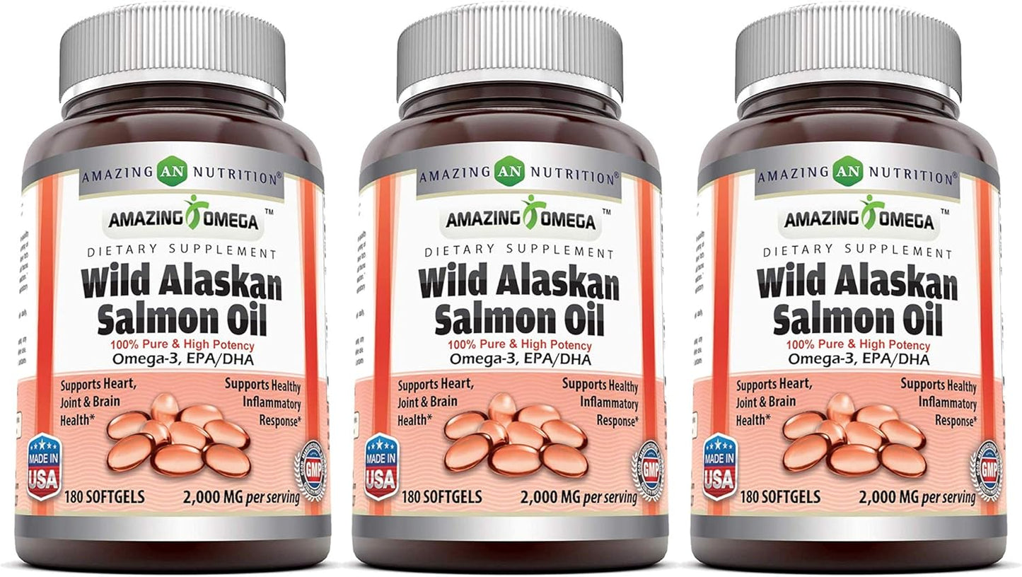 Amazing Omega Wild Alaskan Salmon Oil Softgels for Health