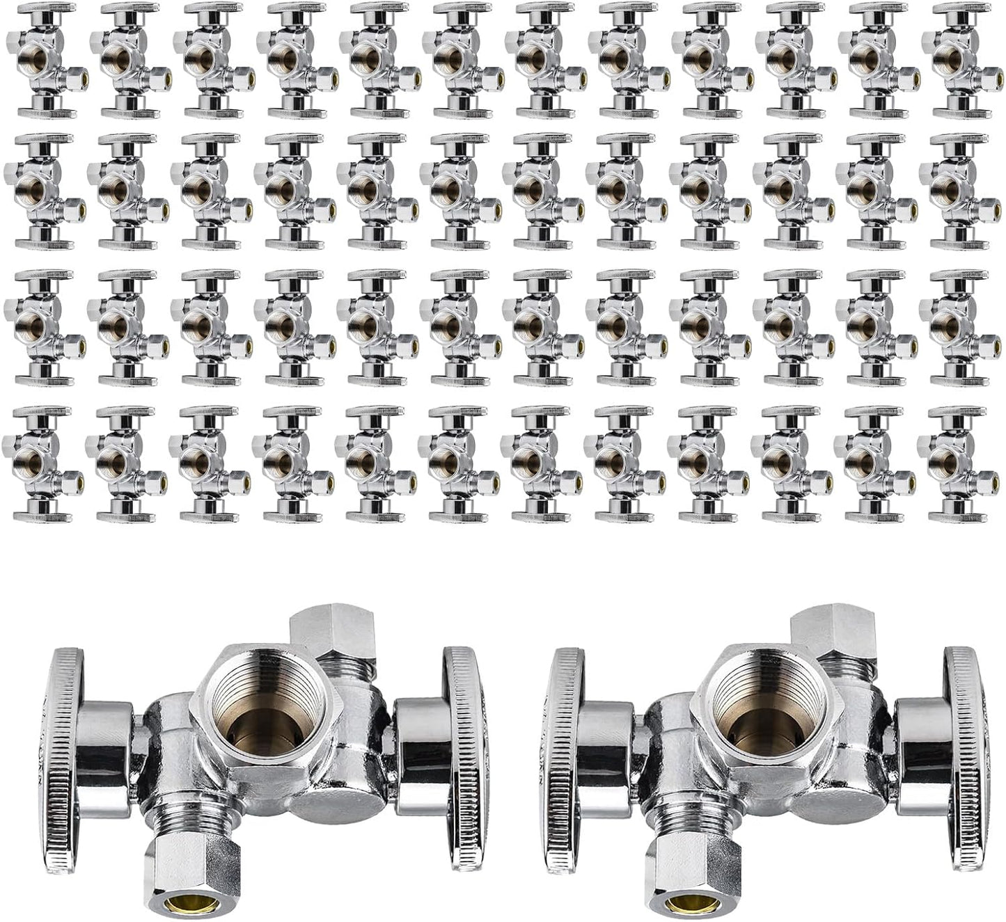 EFIELD 50-Pack 1/4 Turn Dual Compression Outlet Angle Stop Valve