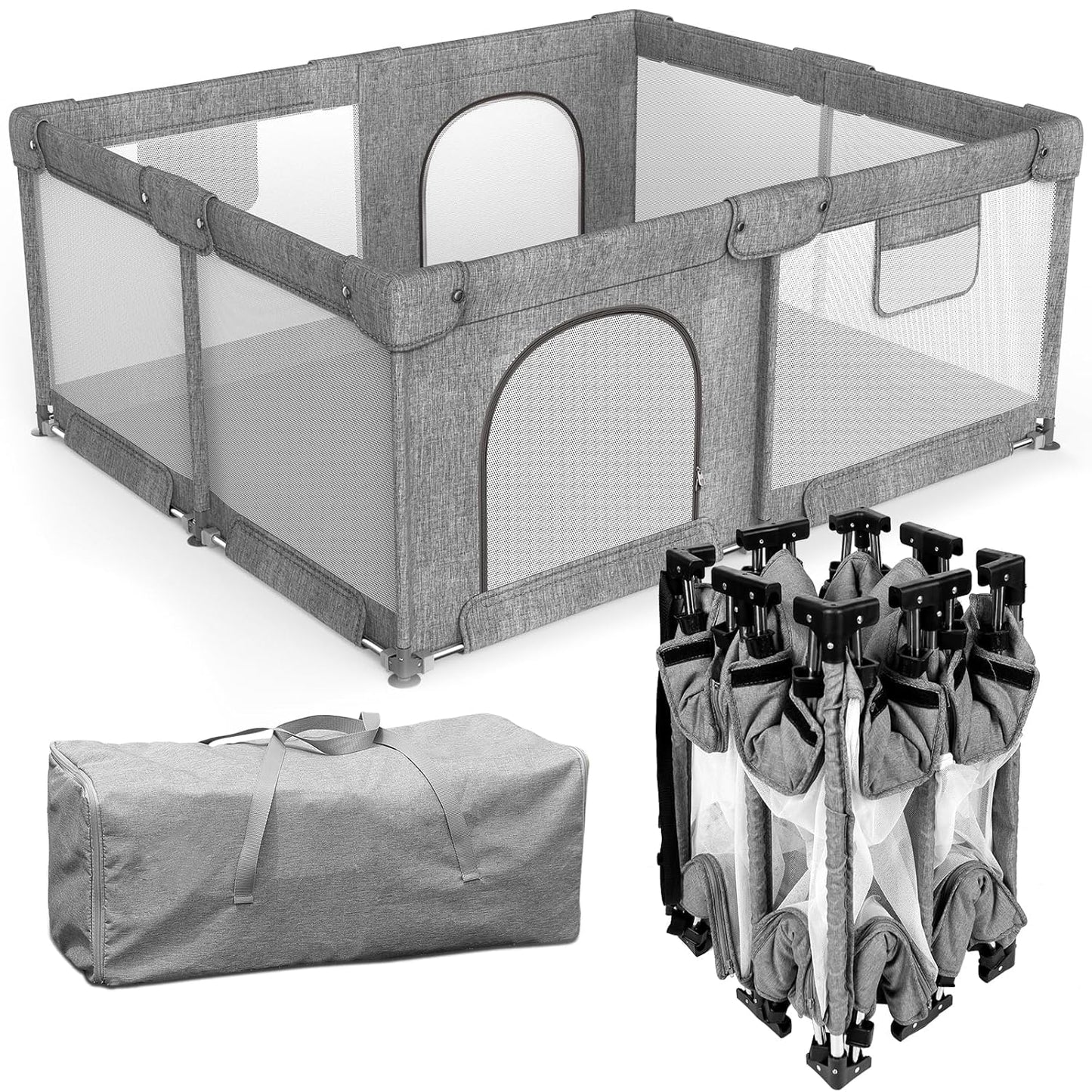 Foldable Baby Playpen with Gate for Indoor and Outdoor Use