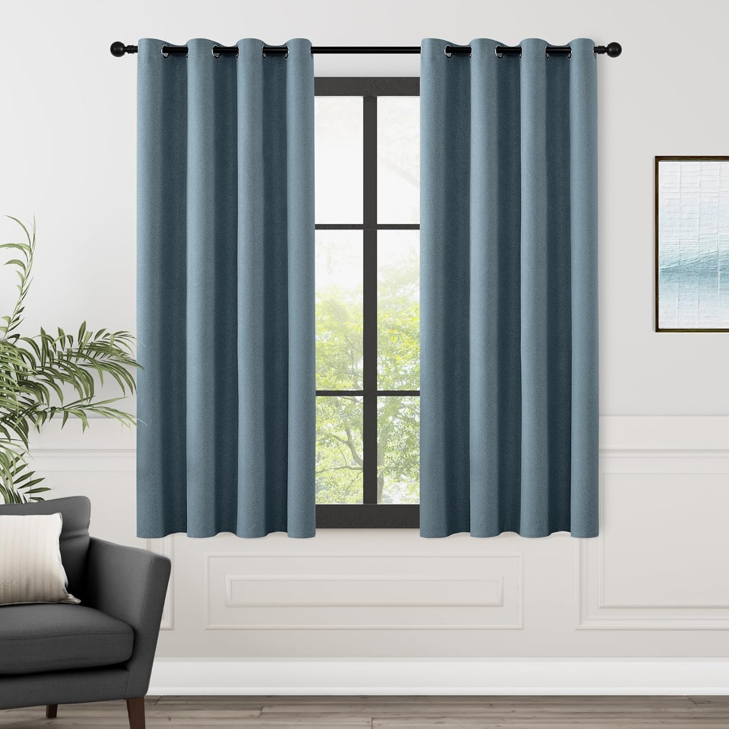 ChrisDowa 100% Blackout Blue Solid Curtains for Bedroom