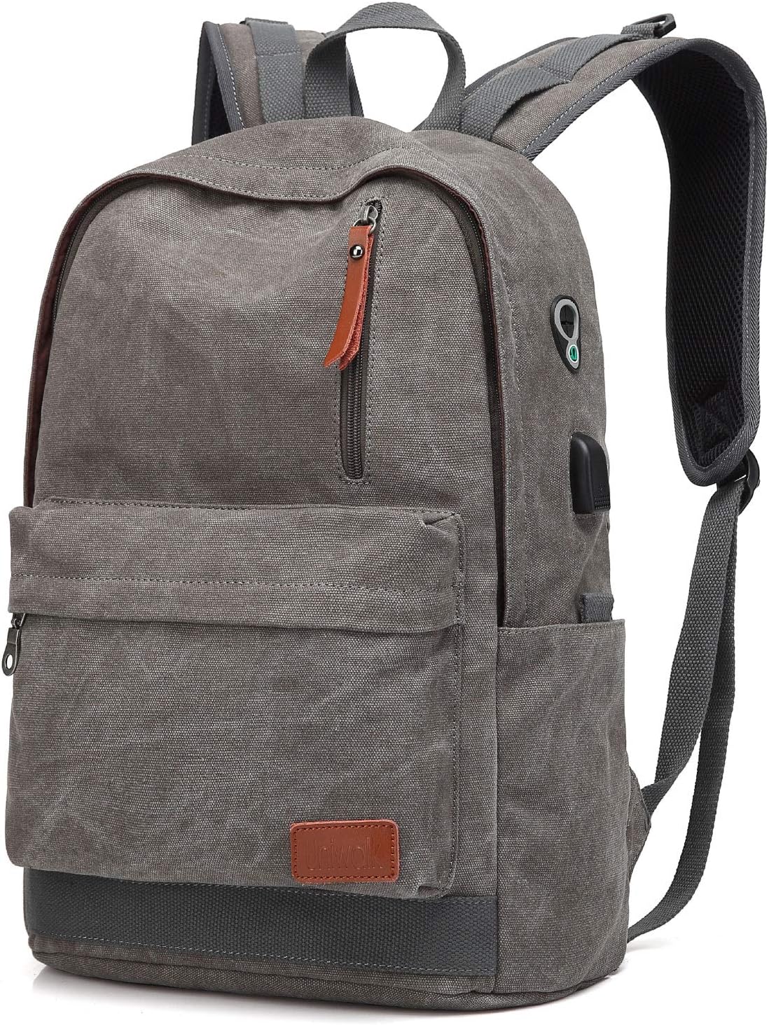 Waterproof Canvas Laptop Backpack with USB Charging Port