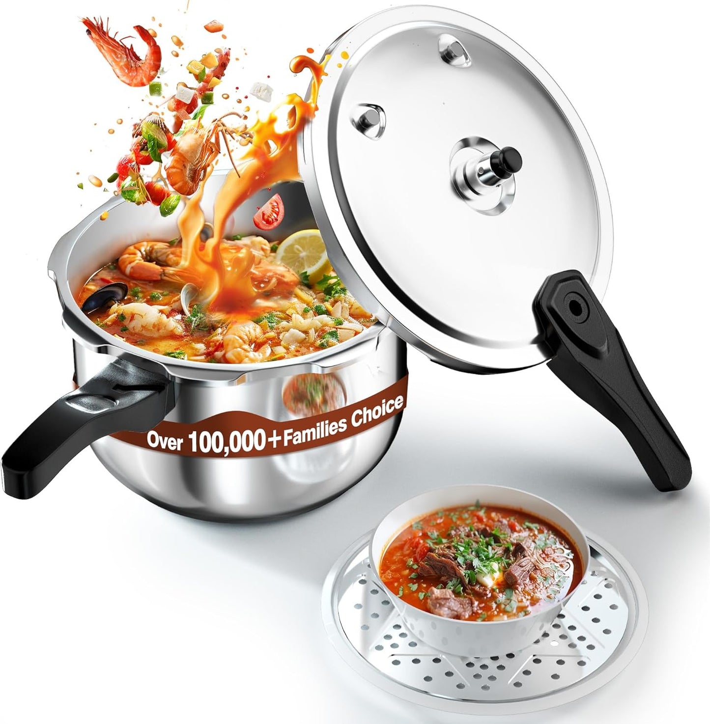 WantJoin 11 Quart Stainless Steel Pressure Cooker for Safe Cooking