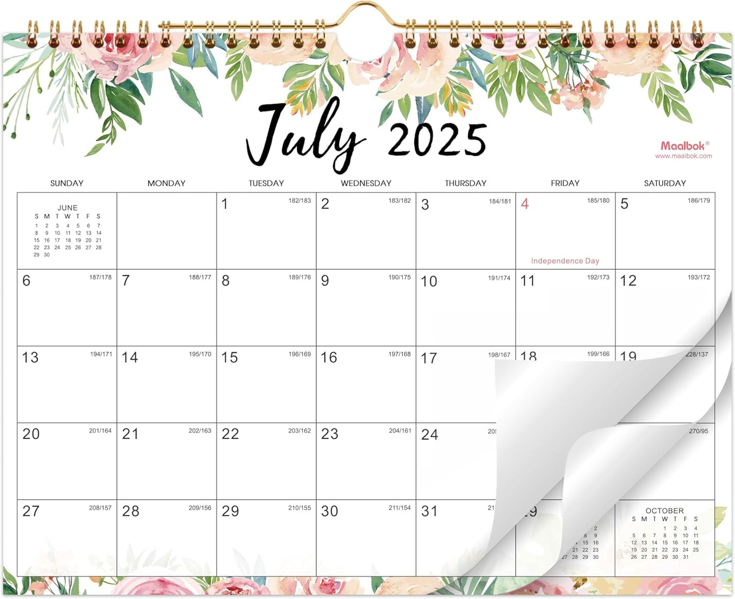Spiral Bound 18-Month Wall Calendar 2025-2026 - Ample Writing Blocks