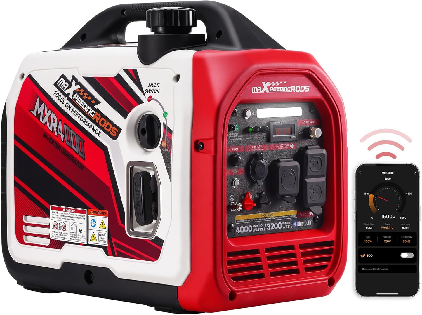 maXpeedingrods 4000W Inverter Generator: Bluetooth Enabled
