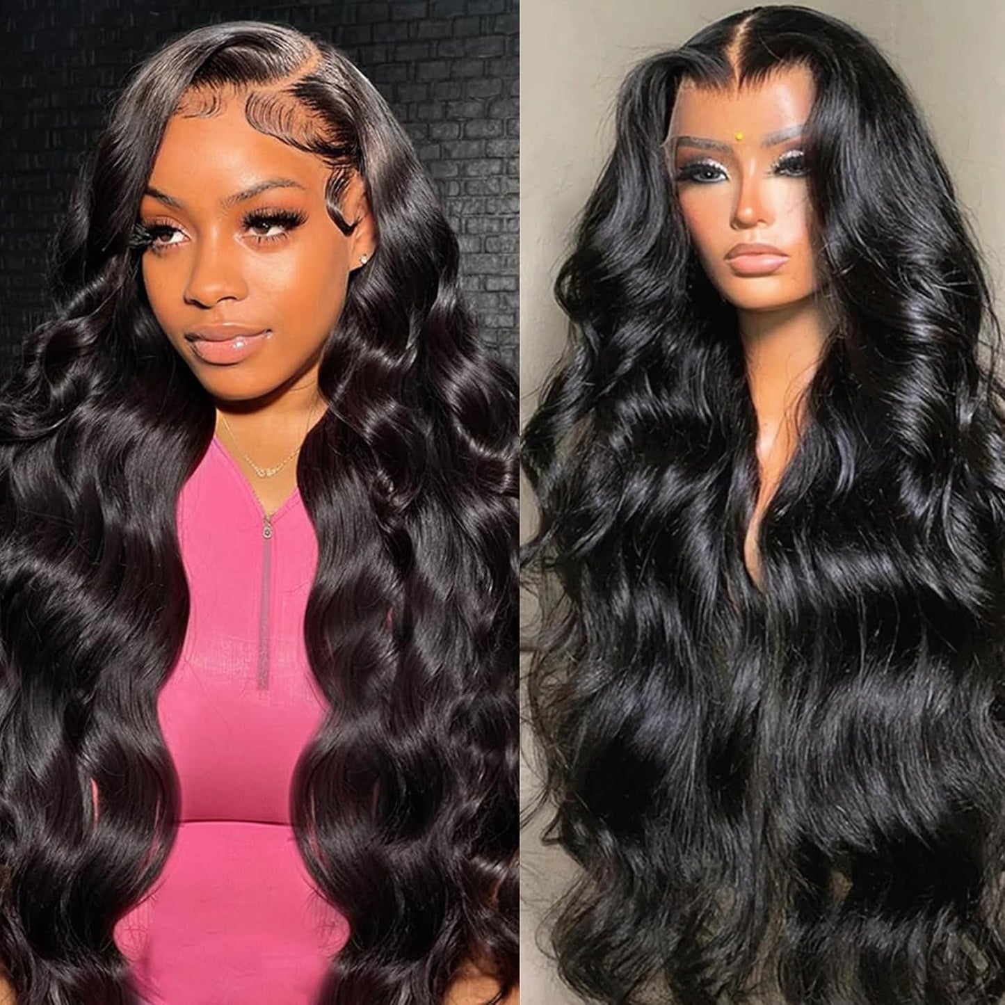 Body Wave Lace Front Wigs Human Hair 13x6 HD Natural Black