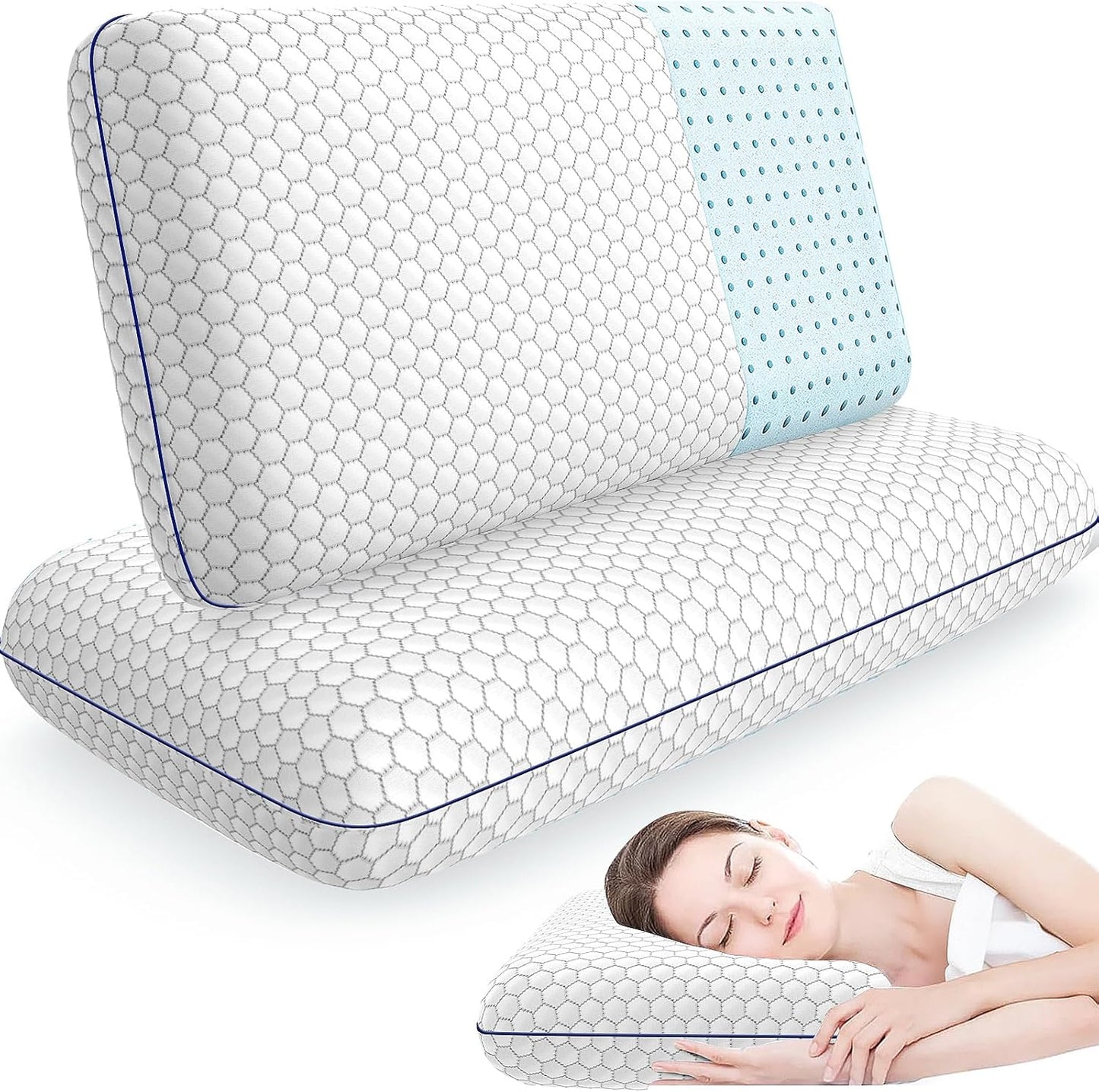 Memory Foam Pillows for Side, Back and Stomach Sleepers Set