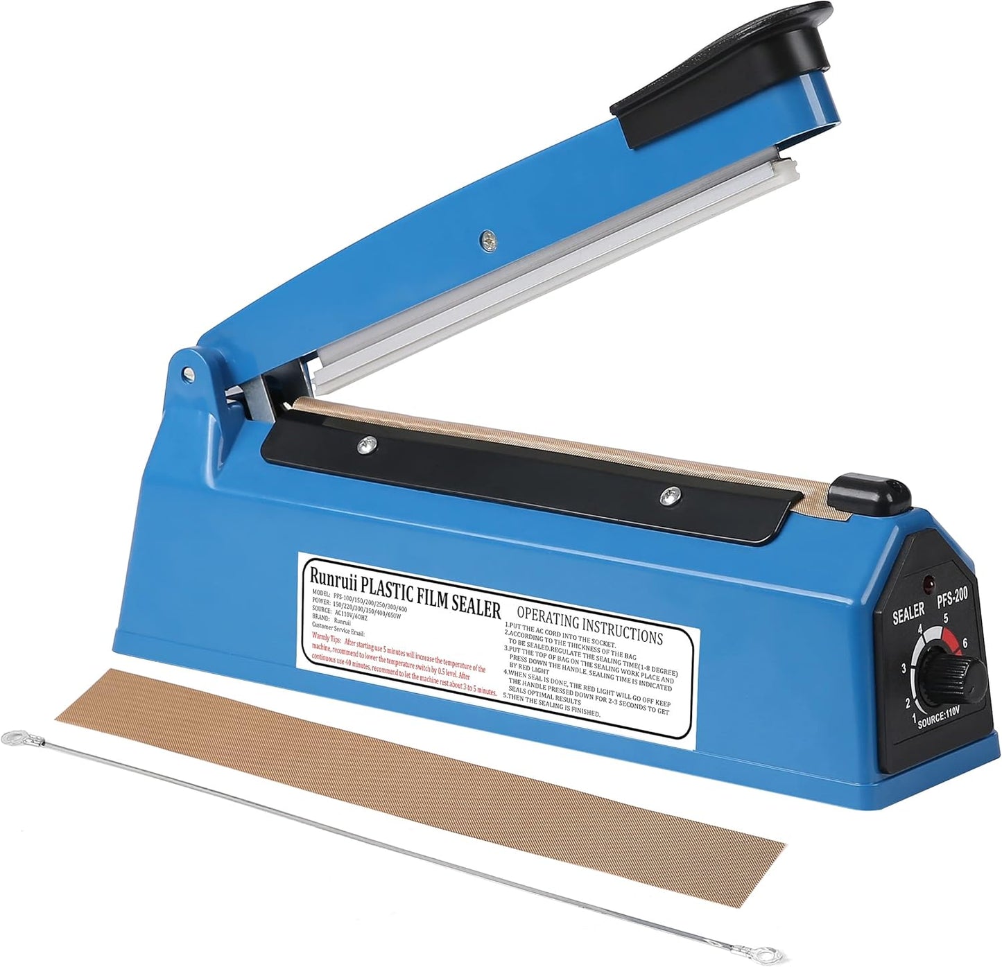 Impulse Heat Sealer for Plastic Bags - Manual 12 Inch Sealing Machine