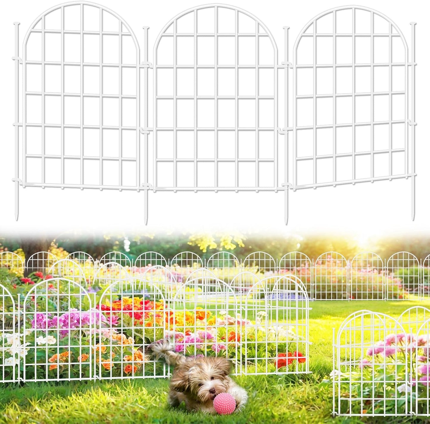 32.5ft Arched No Dig Garden Fence for Animal Barrier Protection