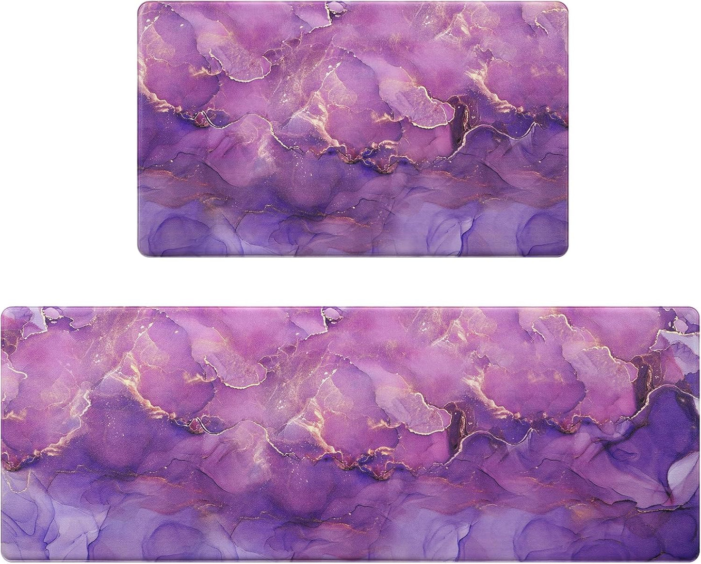Likiyol Marble Kitchen Rugs Set of 2 Non Slip Comfort Mats