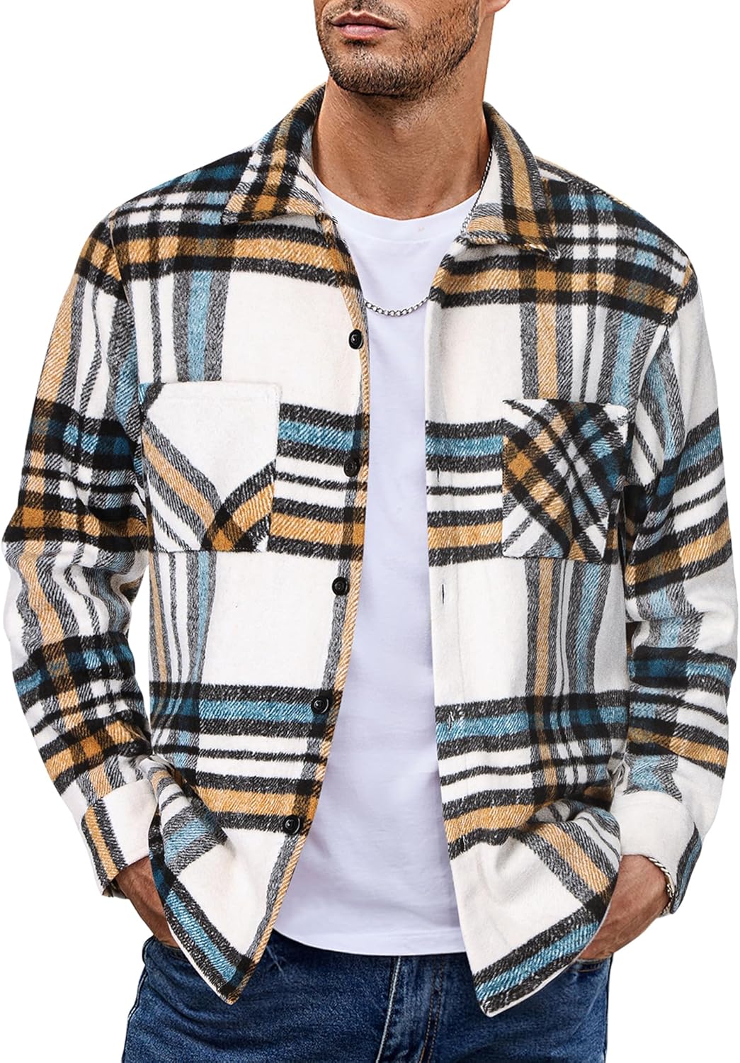 COOFANDY Men's Flannel Shirts: Stylish Plaid Shirt Jacket