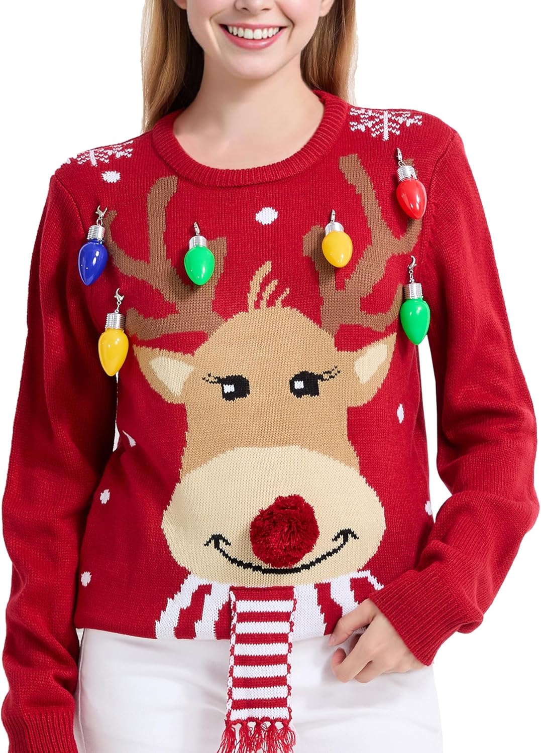 Women's Christmas Reindeer Knitted Holiday Ugly Sweater