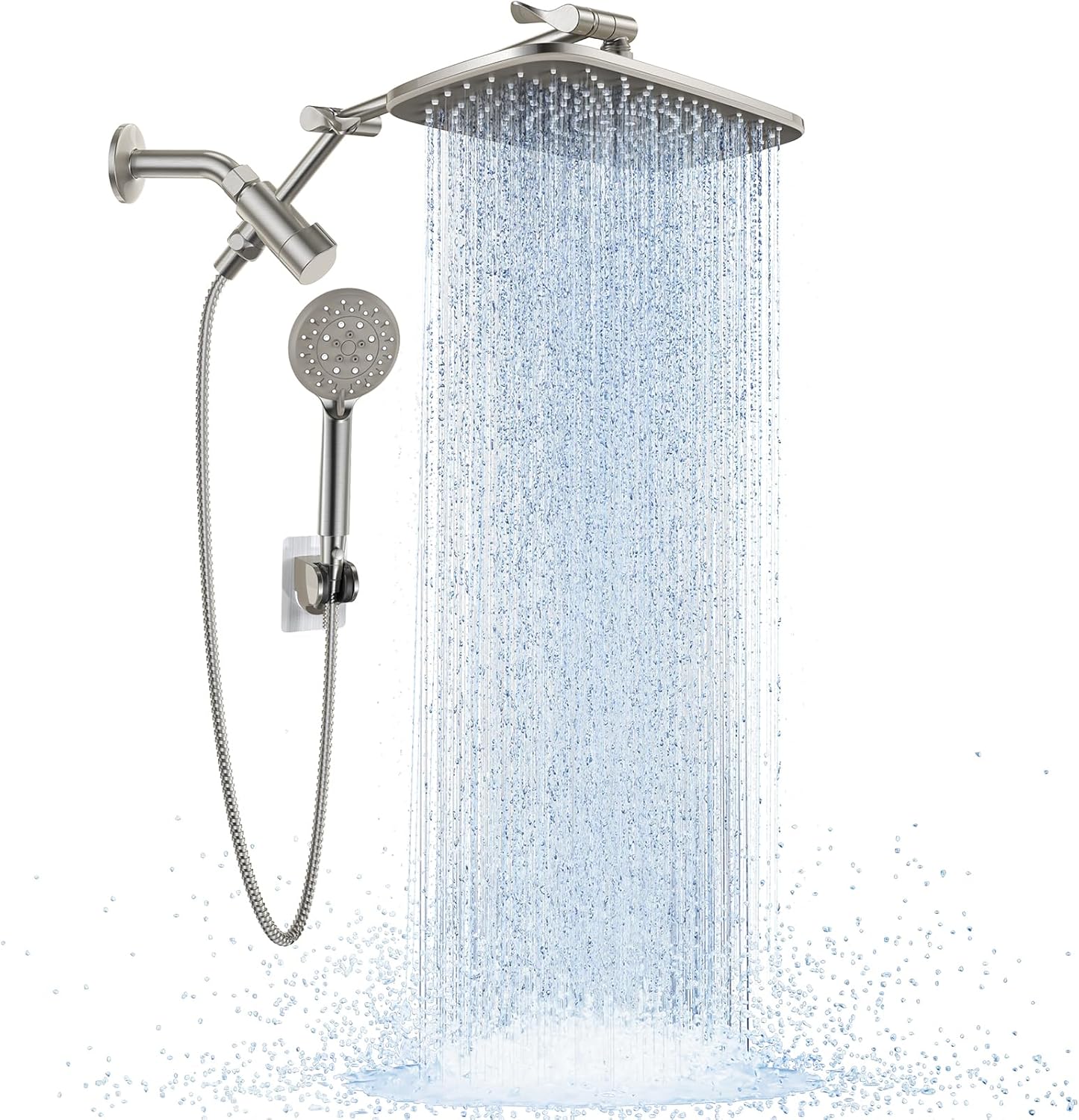 Veken Wide Brushed Nickel Rain Shower Head for Luxurious Showers